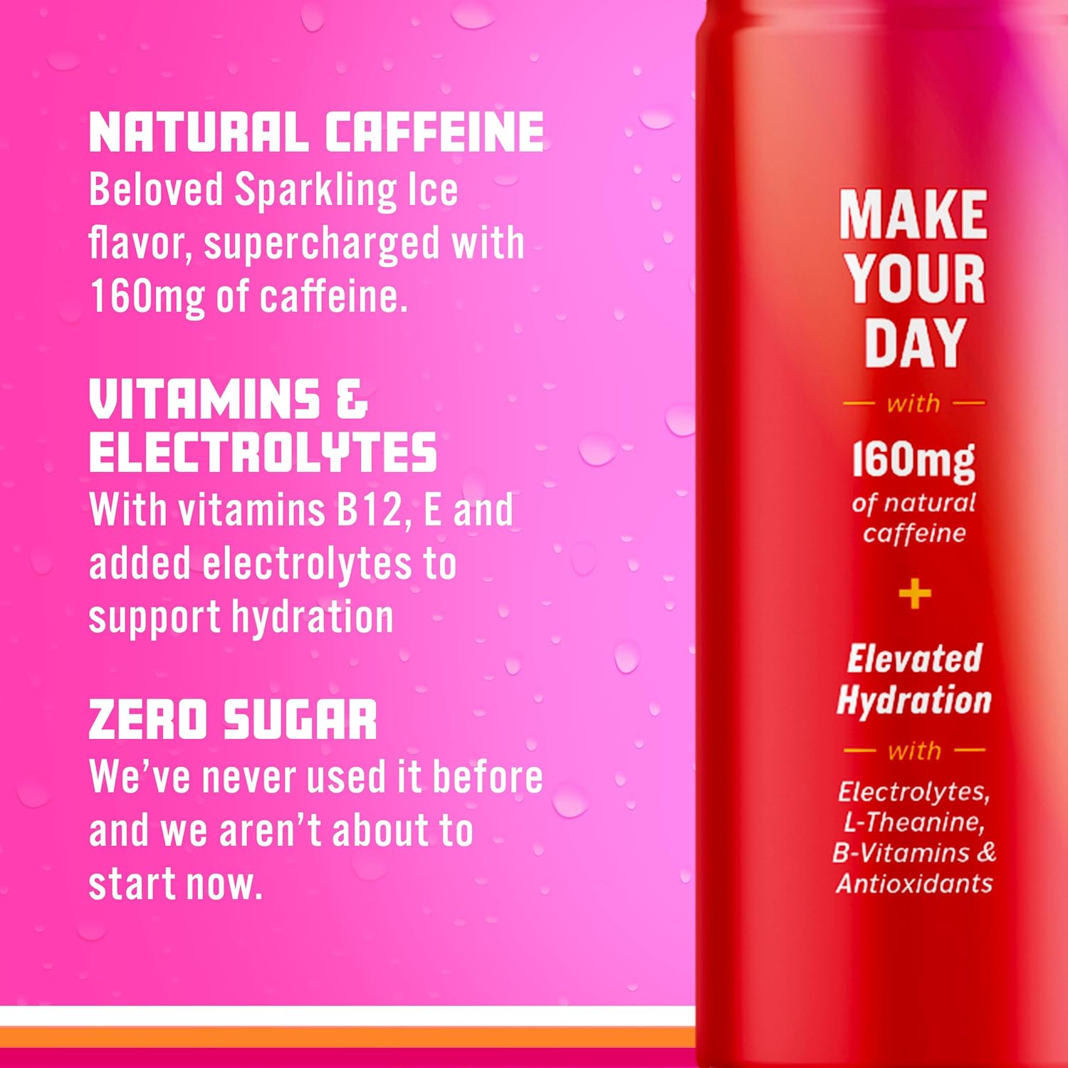 Sparkling Ice +ENERGY Power Punch Agua con gas. Bebidas energéticas con vitaminas y electrolitos, cero azúcar, latas de 12 onzas líquidas (paquete