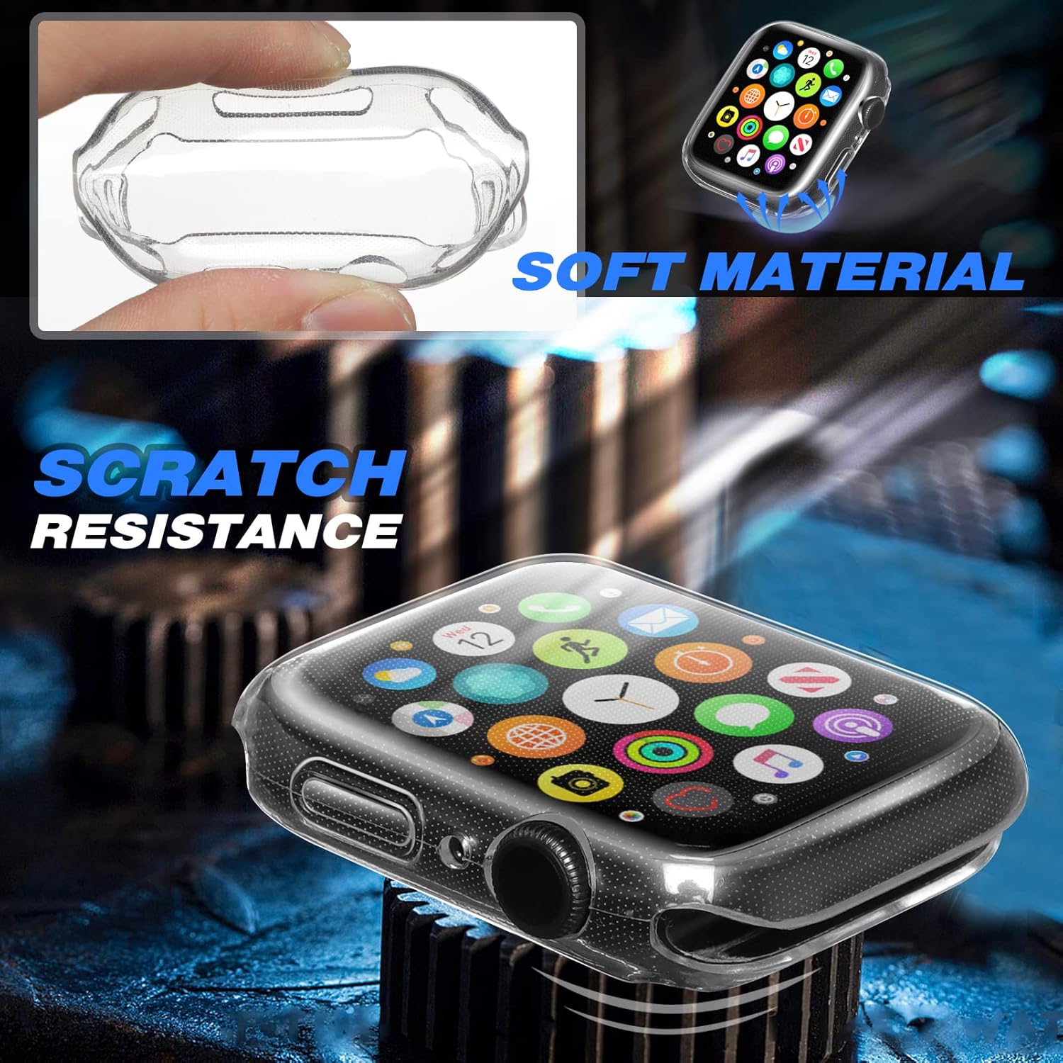 ORIbox Funda ultradelgada compatible con Apple Watch Series 6, Apple Watch Series 5, Apple Watch Series 4, Apple Watch SE, TPU HD F3000001