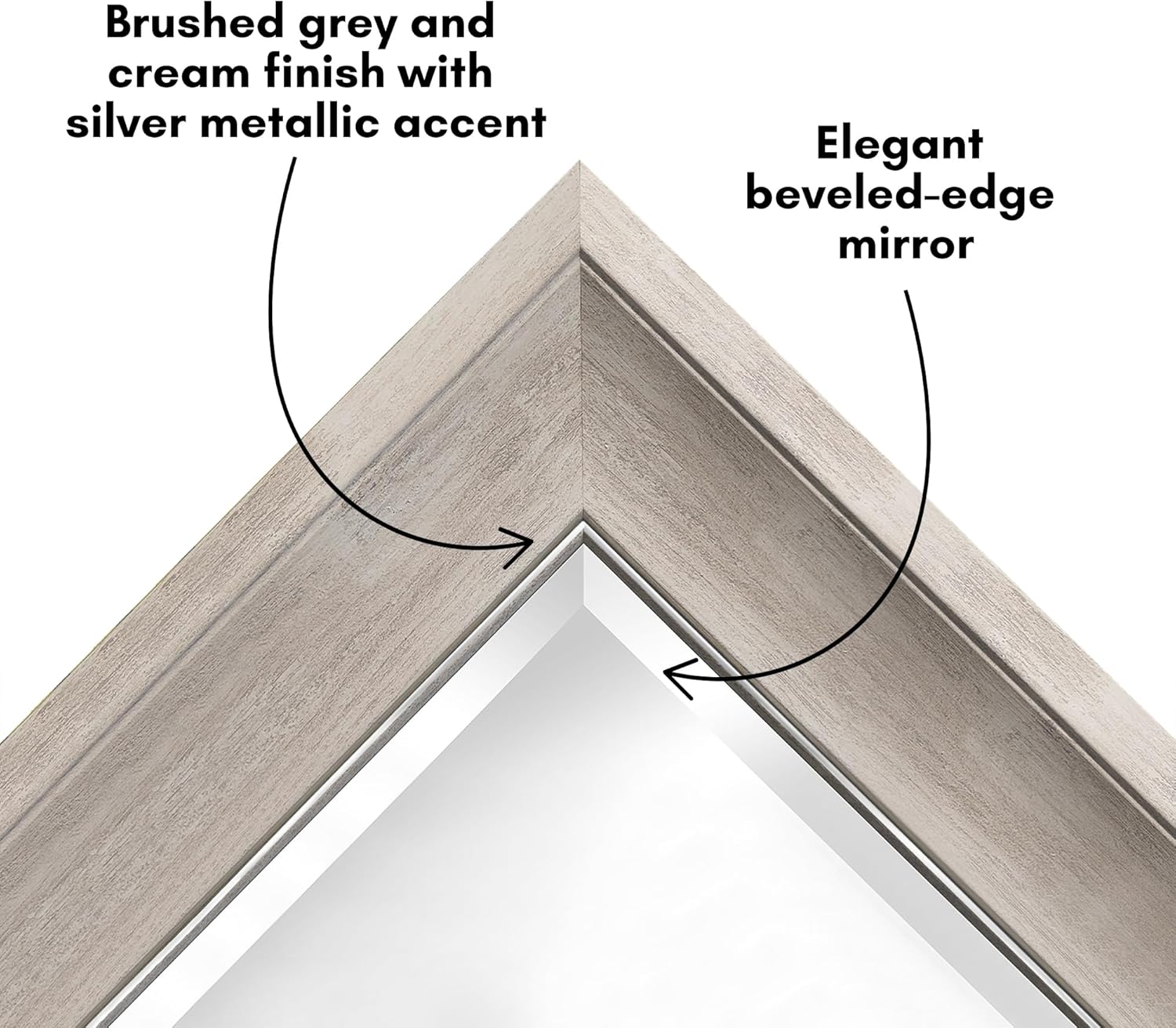 Americanflat Espejo de pared enmarcado de madera crema envejecida de 30 x 42 pulgadas, espejo de pared para baño, sala de estar, entrada y espejo