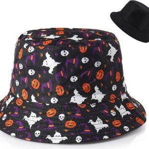 Sombrero de pescador de Halloween, sombrero de playa para el sol, divertido sombrero de pesca para mujer, reversible de doble cara Sombrero de pescador de Halloween, sombrero de playa para el sol, divertido sombrero de pesca para mujer, reversible de doble cara