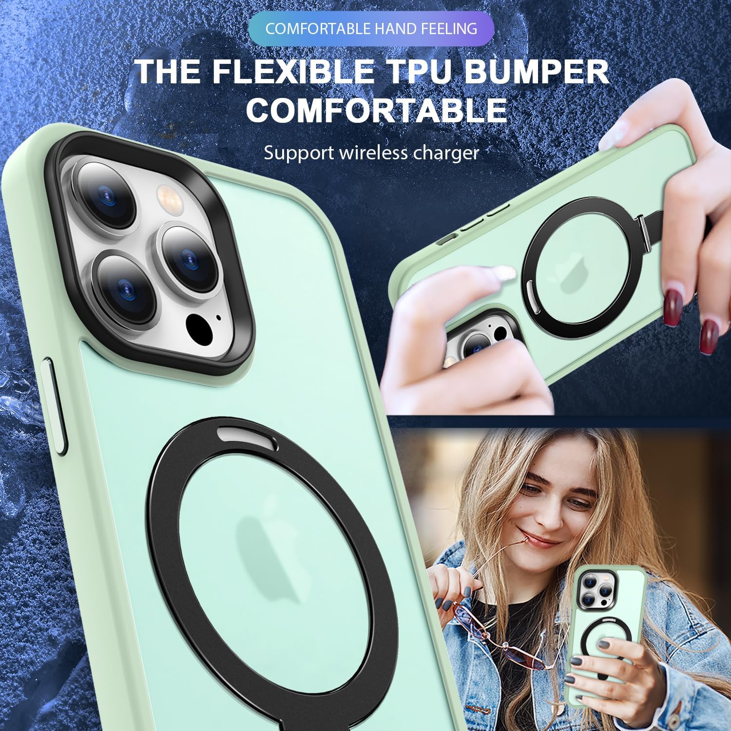 Funda con anillo magnético oficial original para iPhone 15 Pro Max protección militar contra caídas compatible con MagSafe Funda delgada mate