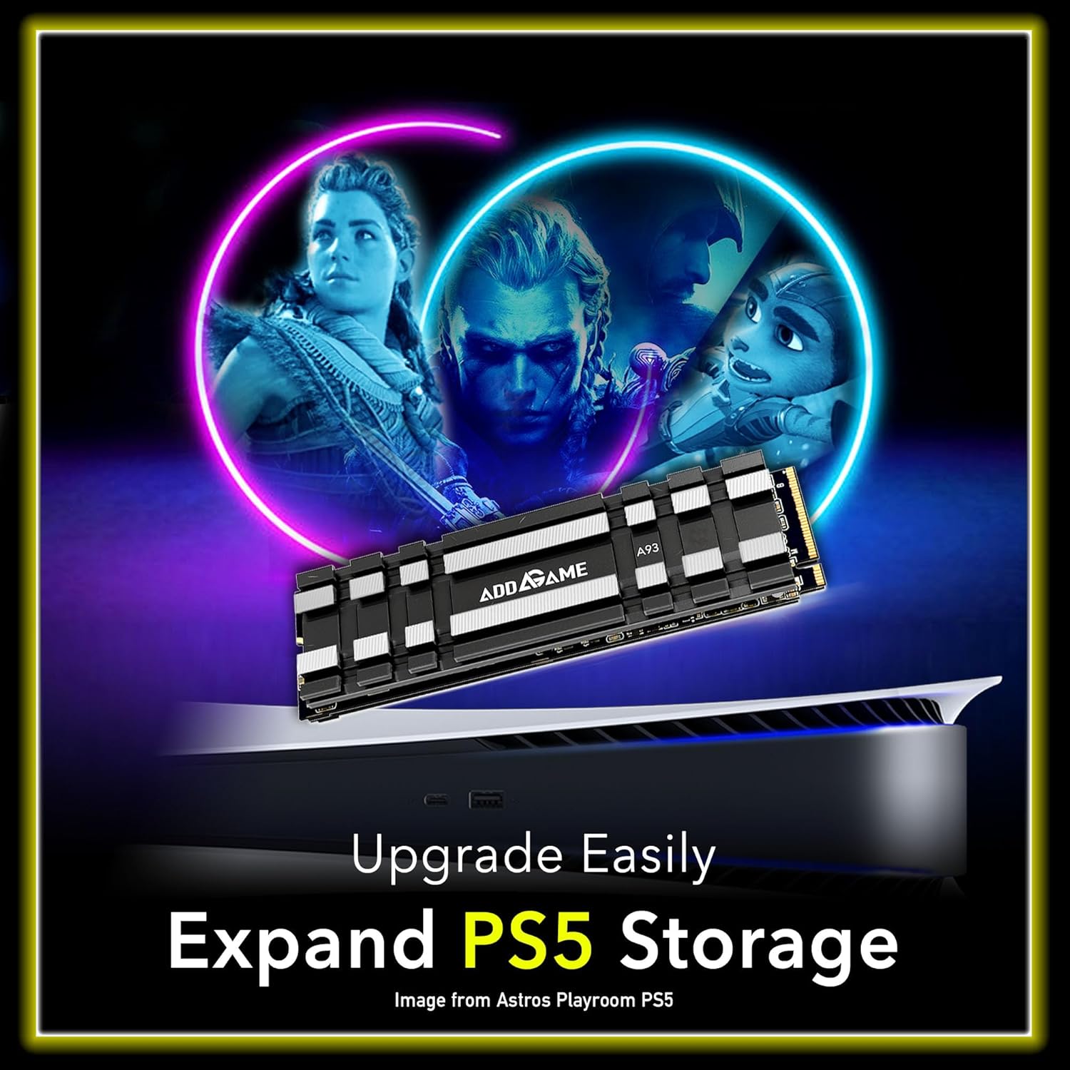 Addlink Expansión de SSD M.2 A93 de 4TB para PS5 con disipador de calor, hasta 7400 MBs, caché 2280 PCIe NVMe Gen4X4 SLC (ad4TBA93M2P) Fabricado en