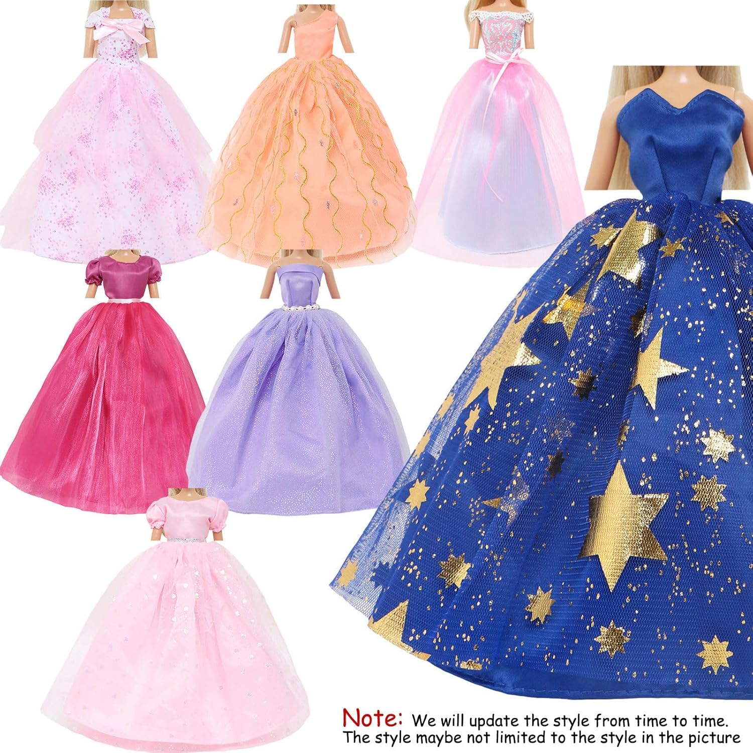 BJDBUS 5 piezas de vestido de novia hecho a mano vestido de fiesta para niña de 11.5 pulgadas muñeca accesorios de ropa al azar conjunto de ropa