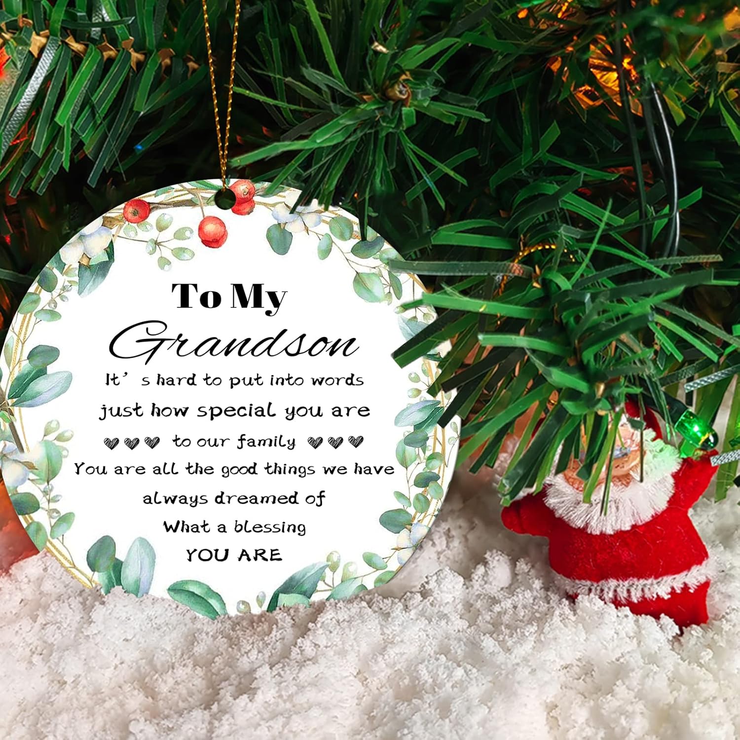 Adorno de Navidad para nieto es difícil poner en palabras de lo especial que eres para nuestra familia, adorno de nieto de abueloabuelo, adornos de