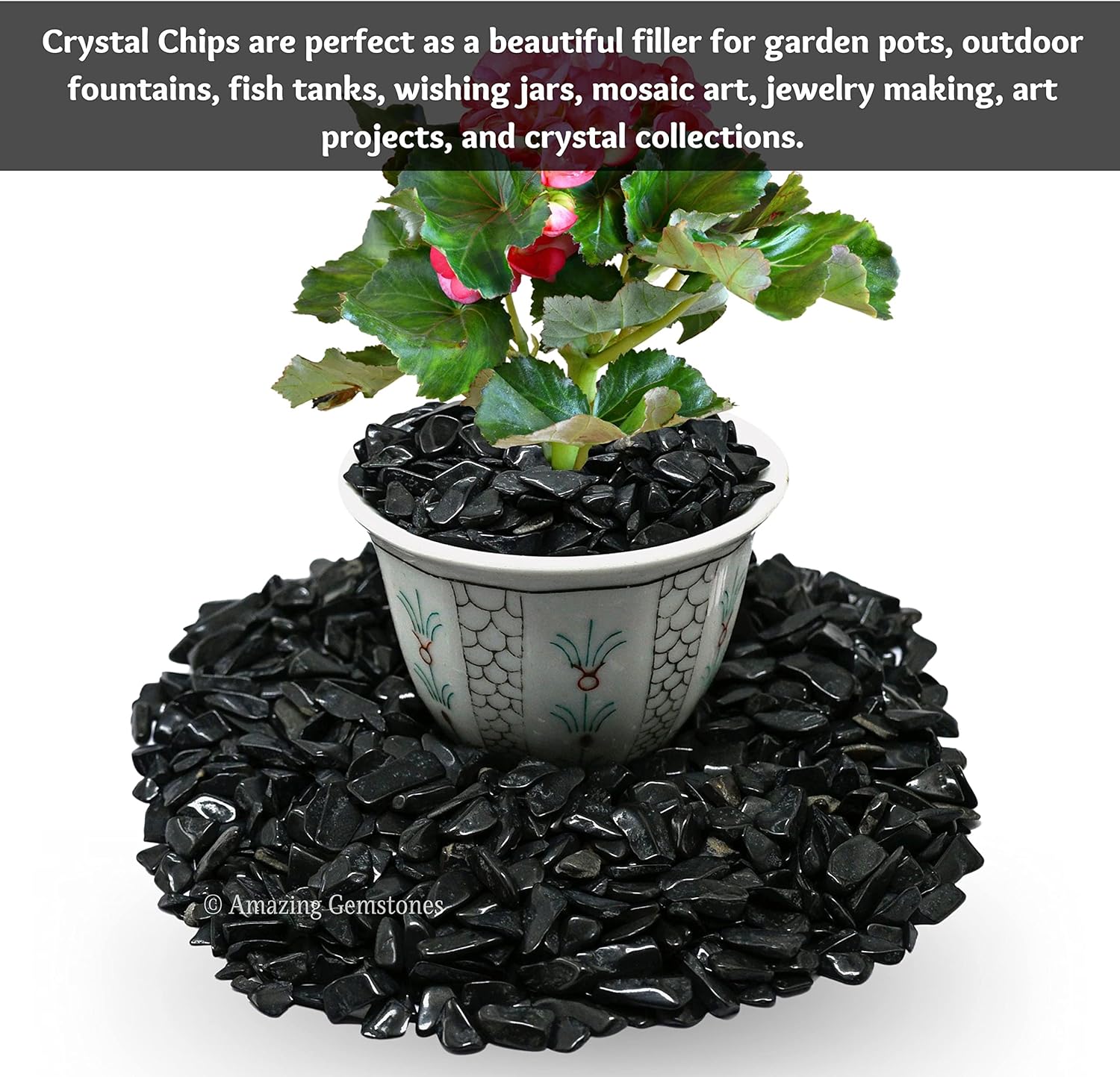 Chips de cristal de ágata negra, rocas de grava para acuario, chips de ágata negra, grava para pecera, pequeñas virutas de piedra rodada y pequeños
