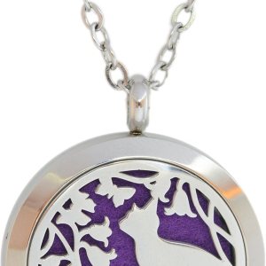 Difusor de aceite esencial de aromaterapia de acero inoxidable con medallón magnético plateado, collar de cadena de 2 tamaños, almohadillas de Difusor de aceite esencial de aromaterapia de acero inoxidable con medallón magnético plateado, collar de cadena de 2 tamaños, almohadillas de