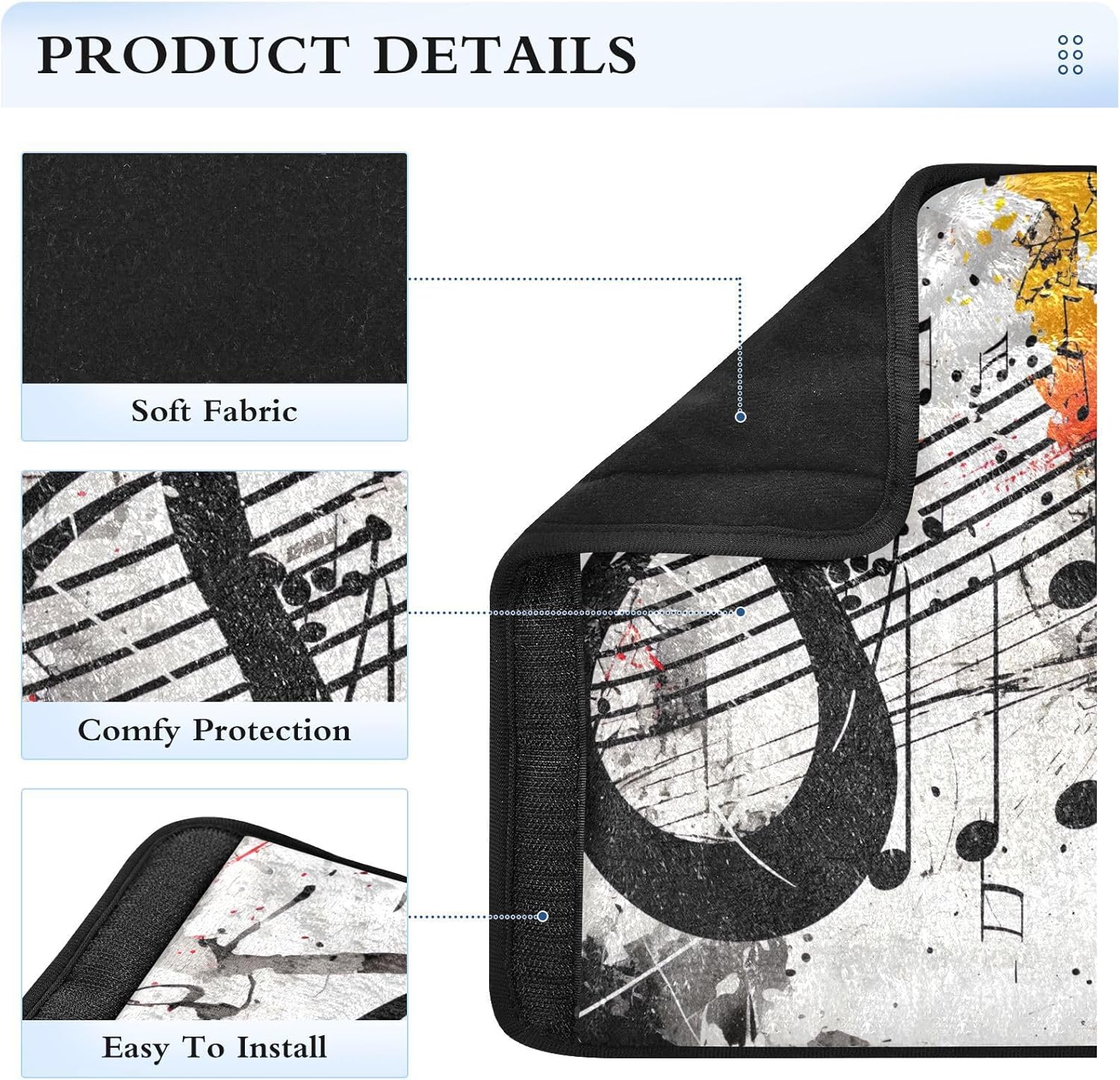 a Splattered Music Note – Funda para cinturón de seguridad para niños, funda suave para correa de asiento de automóvil, acolchado para cinturón de