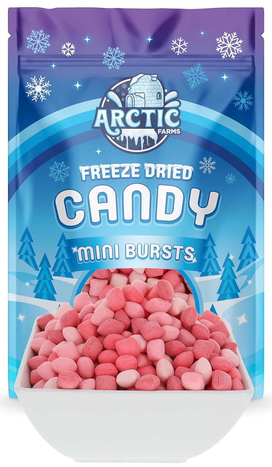 Arctic Farms Mini almohadas de caramelo liofilizado en bolsa y en caja (rojo favorito) + caramelo Starburst gratis