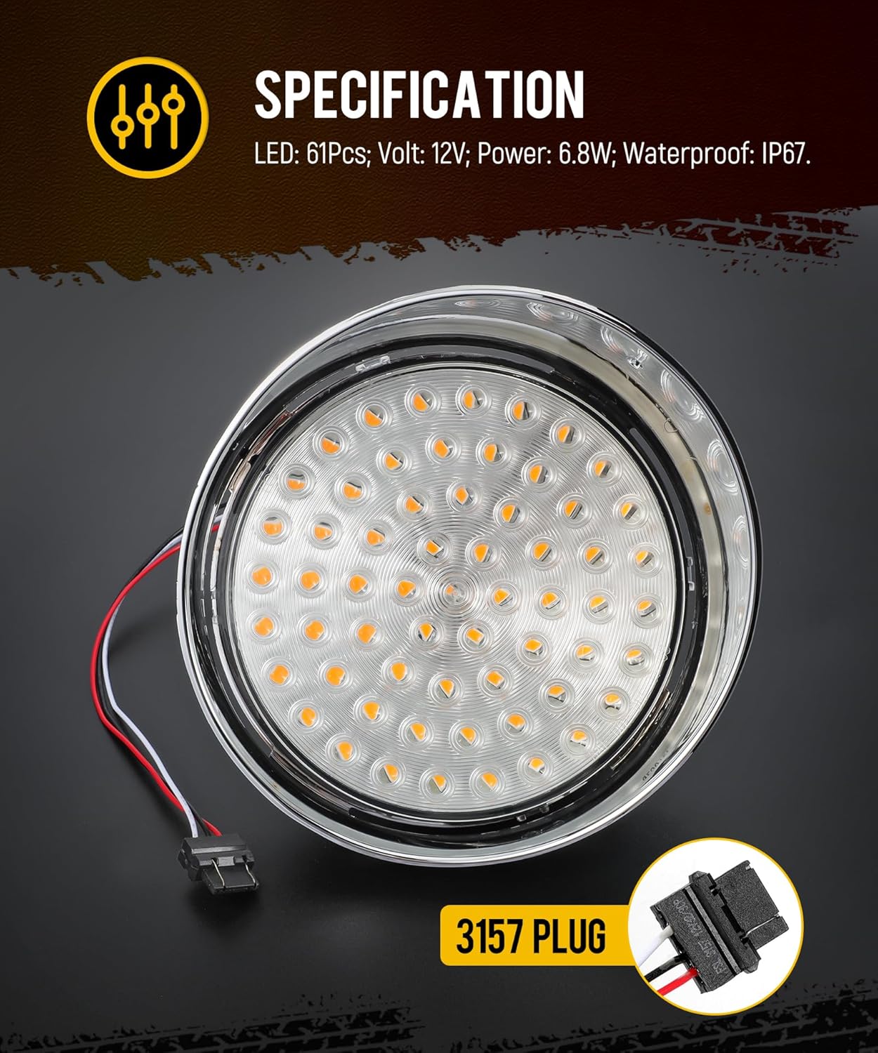 Partsam 1 par de luces de circulación diurna de repuesto para Freightliner Century 1996-2005, ámbar 61 LEDlente transparente