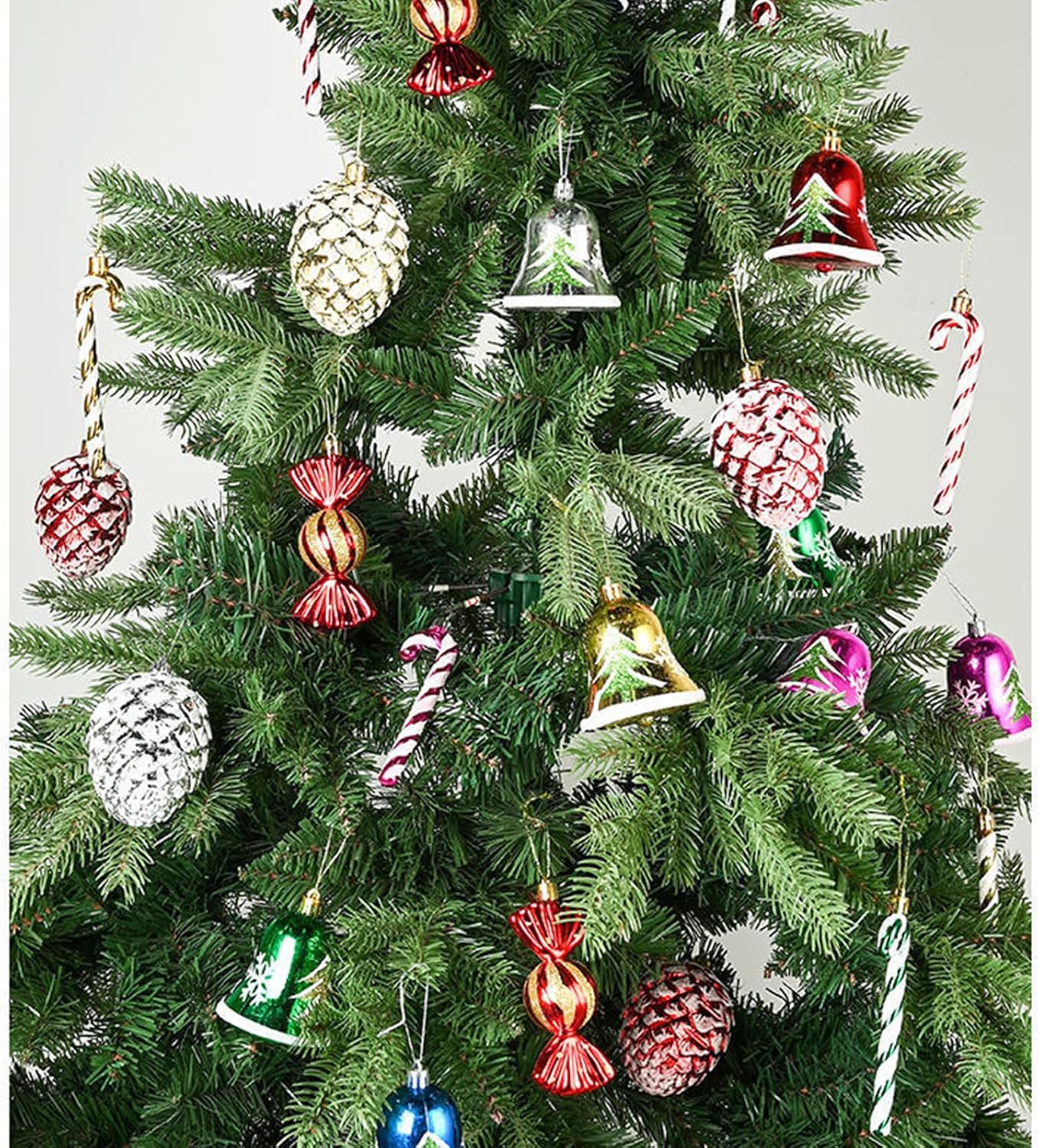 12 adornos de bastón de caramelo con purpurina de plástico para decoración de árbol de Navidad, decoraciones colgantes para manualidades de Navidad,