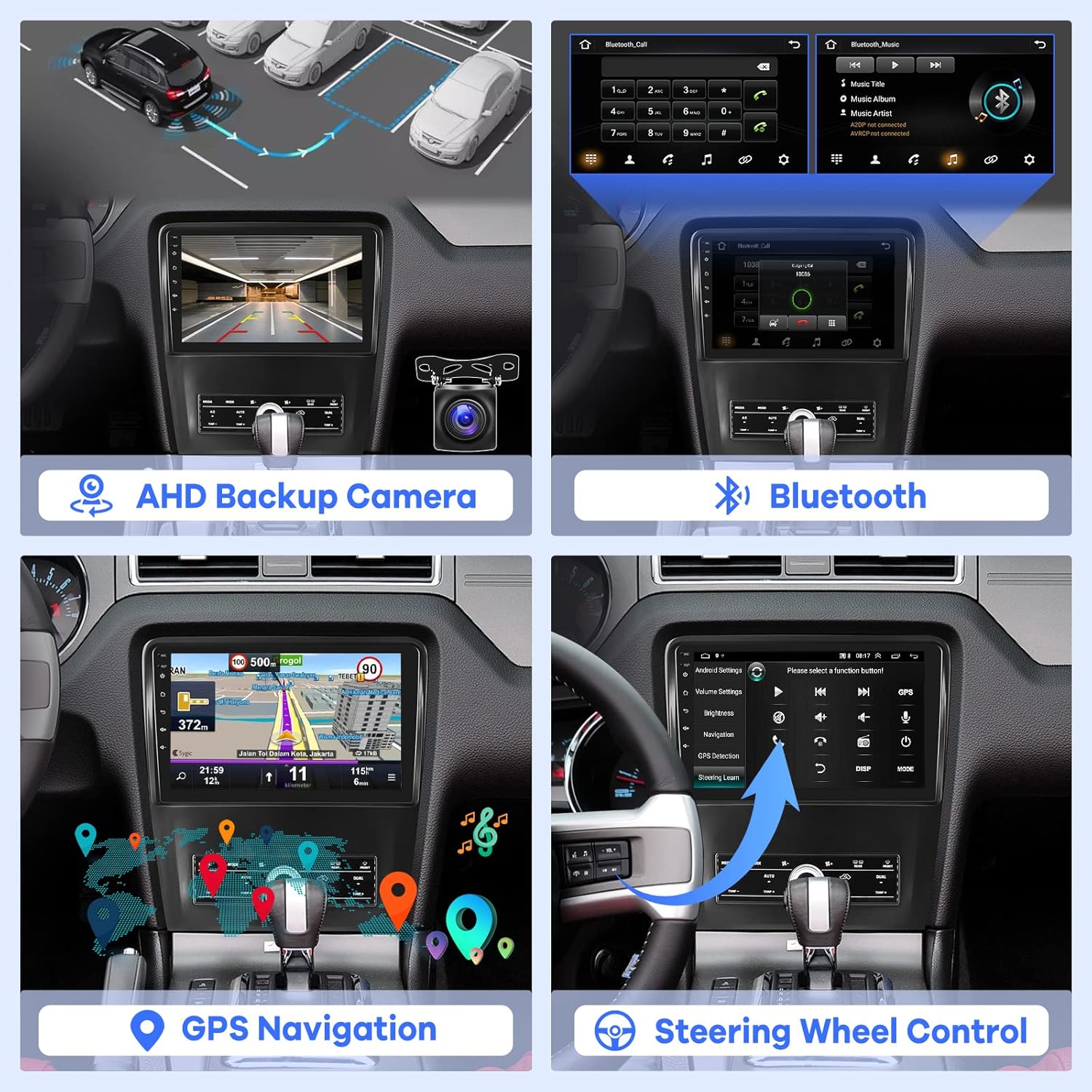 2G+64G Radio de coche para Ford Mustang 2010-2014, 10.1 pulgadas Android 13 pantalla táctil estéreo del coche, Apple CarplayAndroid Auto1080PHi-Fi