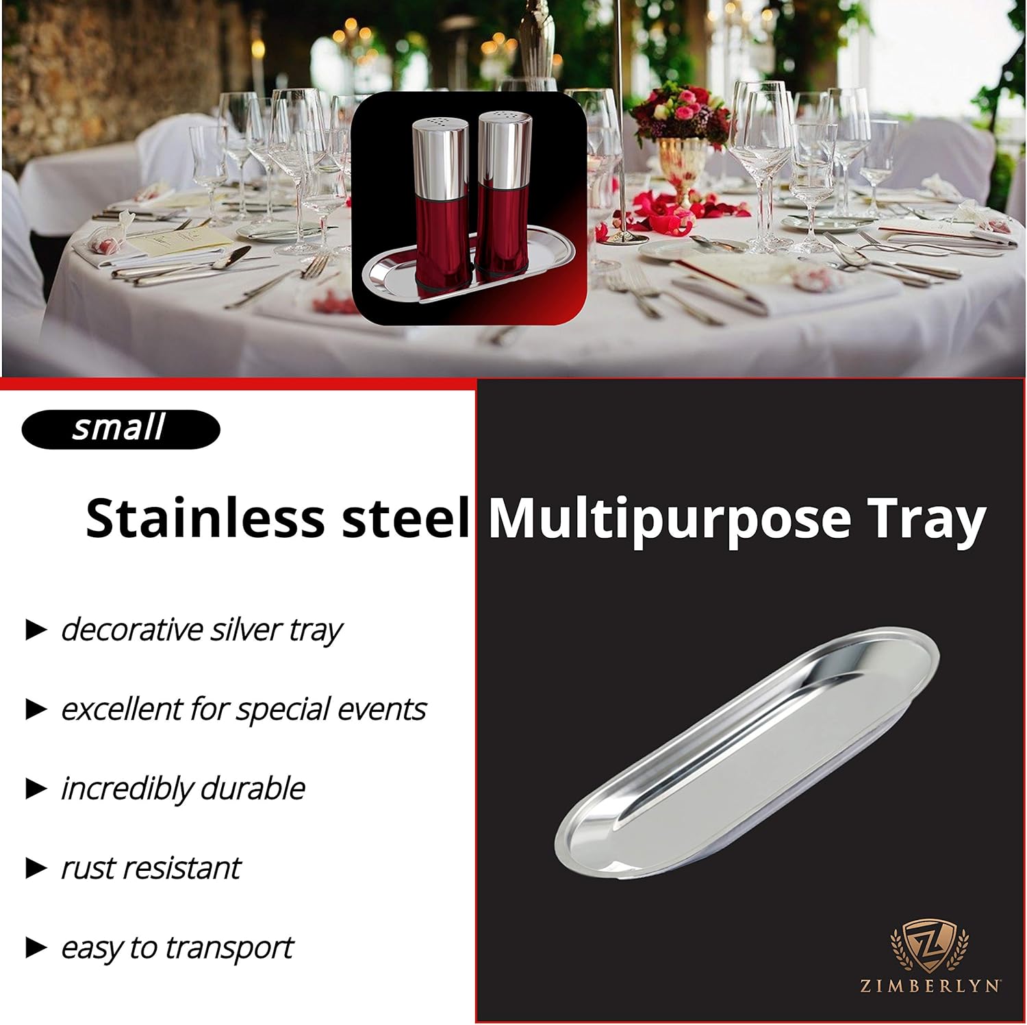 Bandeja multiusos de acero inoxidable – Small_Silver