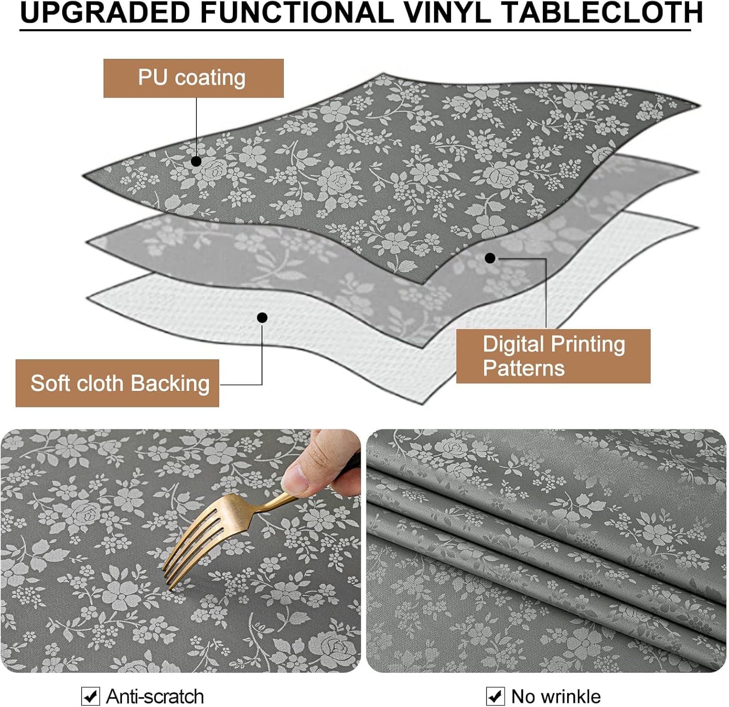 Smiry – Mantel de vinilo resistente al agua, a prueba de manchas, resistente al aceite, mantel para cocina y comedor