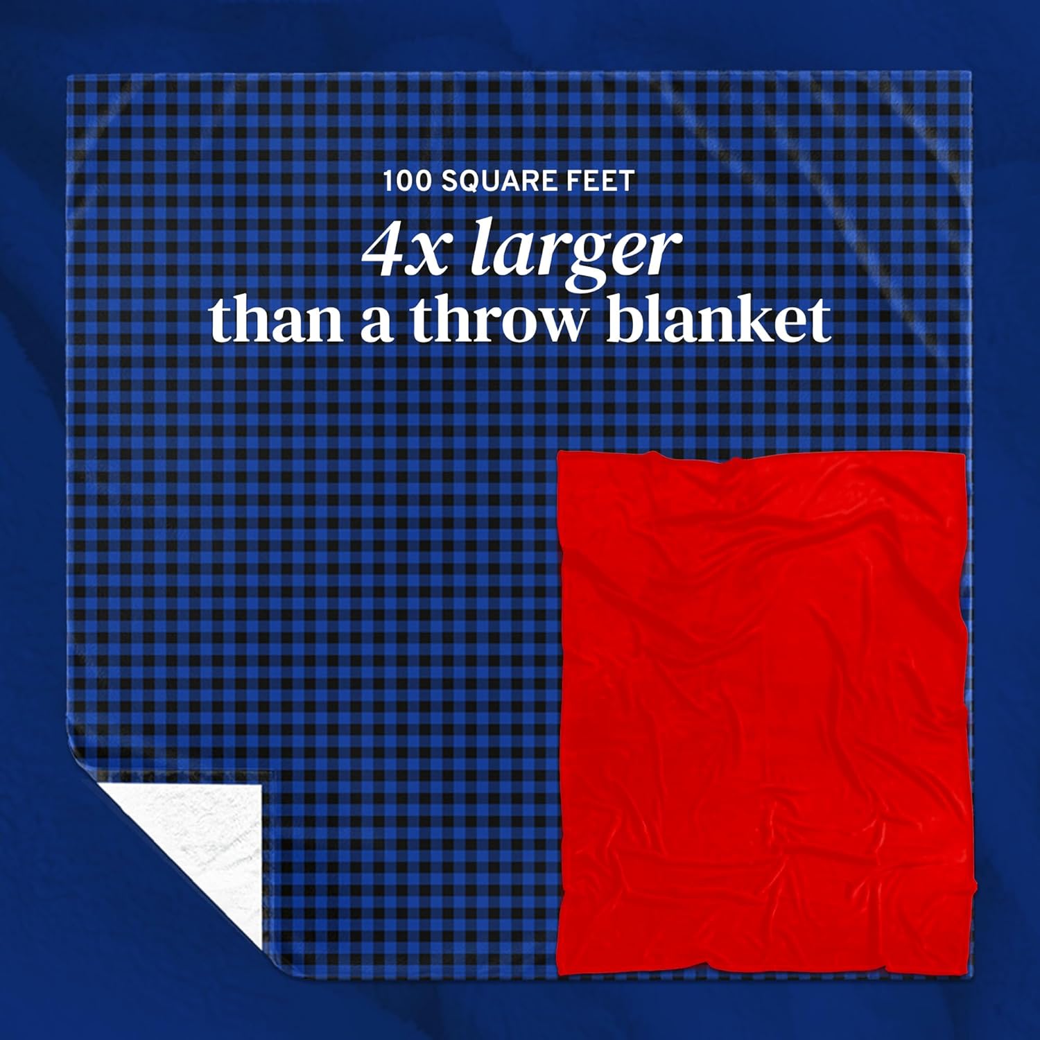 Big Blanket Co Manta Sherpa Stretch a cuadros azules  Sumérgete en la mejor manta Sherpa  Manta de 10 x 10 pies  Manta enorme perfecta para toda la