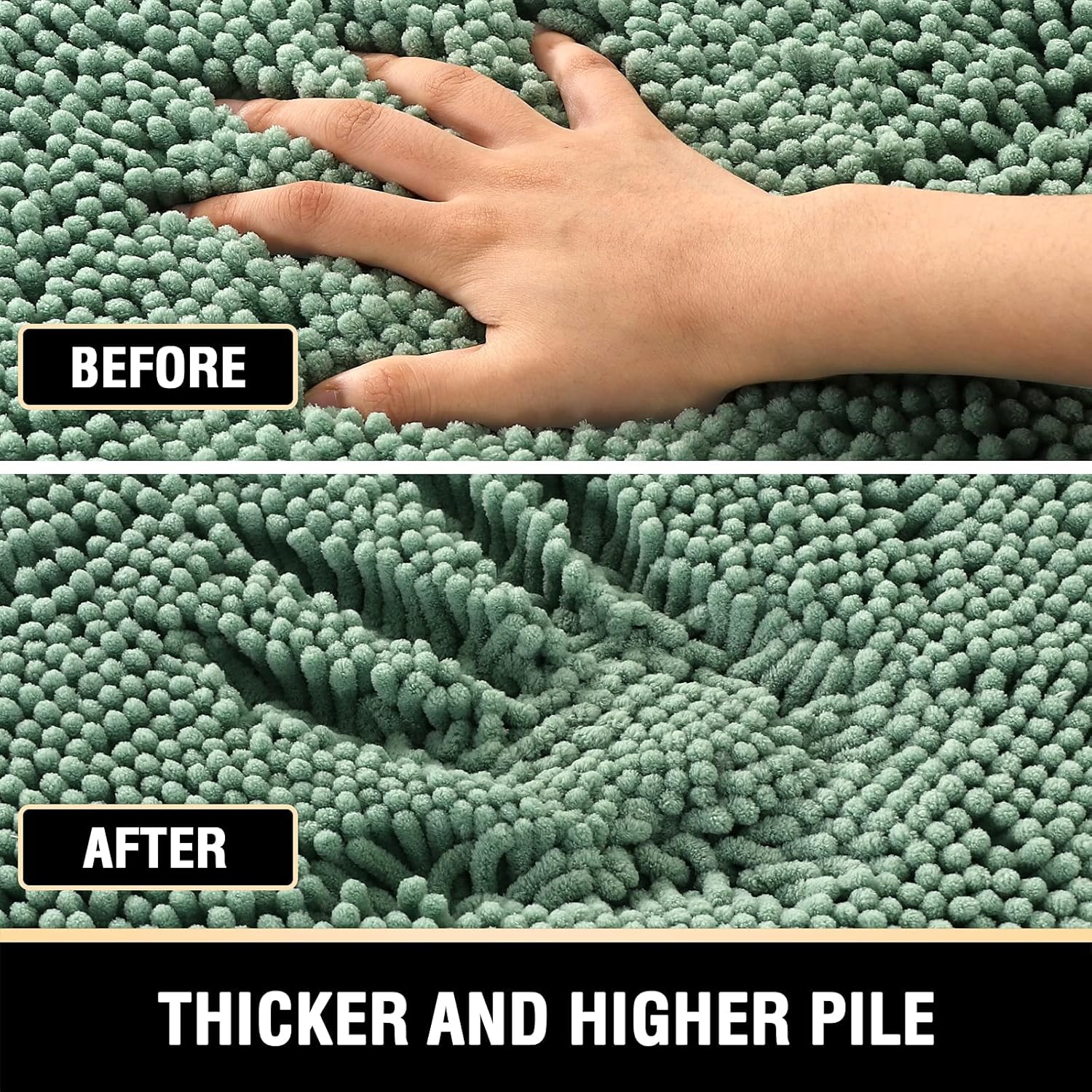 H.VERSAILTEX – Tapete de felpilla para el baño, muy suave y absorbente, tapete antideslizante de pelo, de secado rápido, lavable y de microfibra, 20