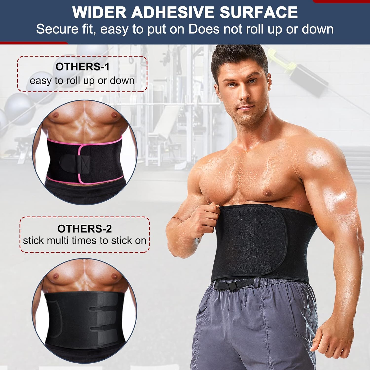 MOLUTAN Faja reductora de cintura para hombres y mujeres, bandas para sudar, cinturón de sudor, adelgazante, trajes de sauna