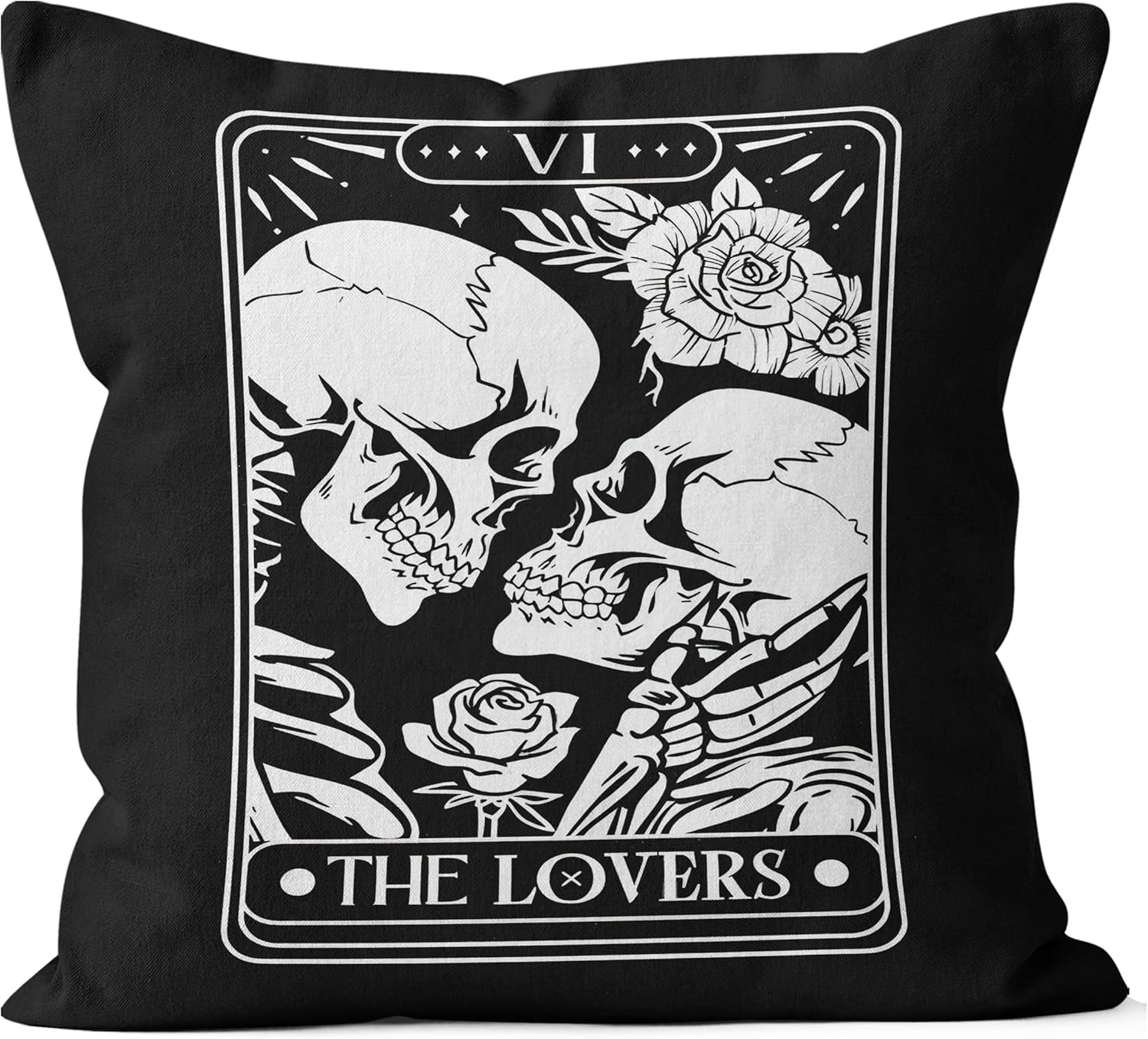Fundas de almohada góticas de 18 x 18 pulgadas, fundas de almohada decorativas de calavera para pareja, fundas de almohada para dormitorio,
