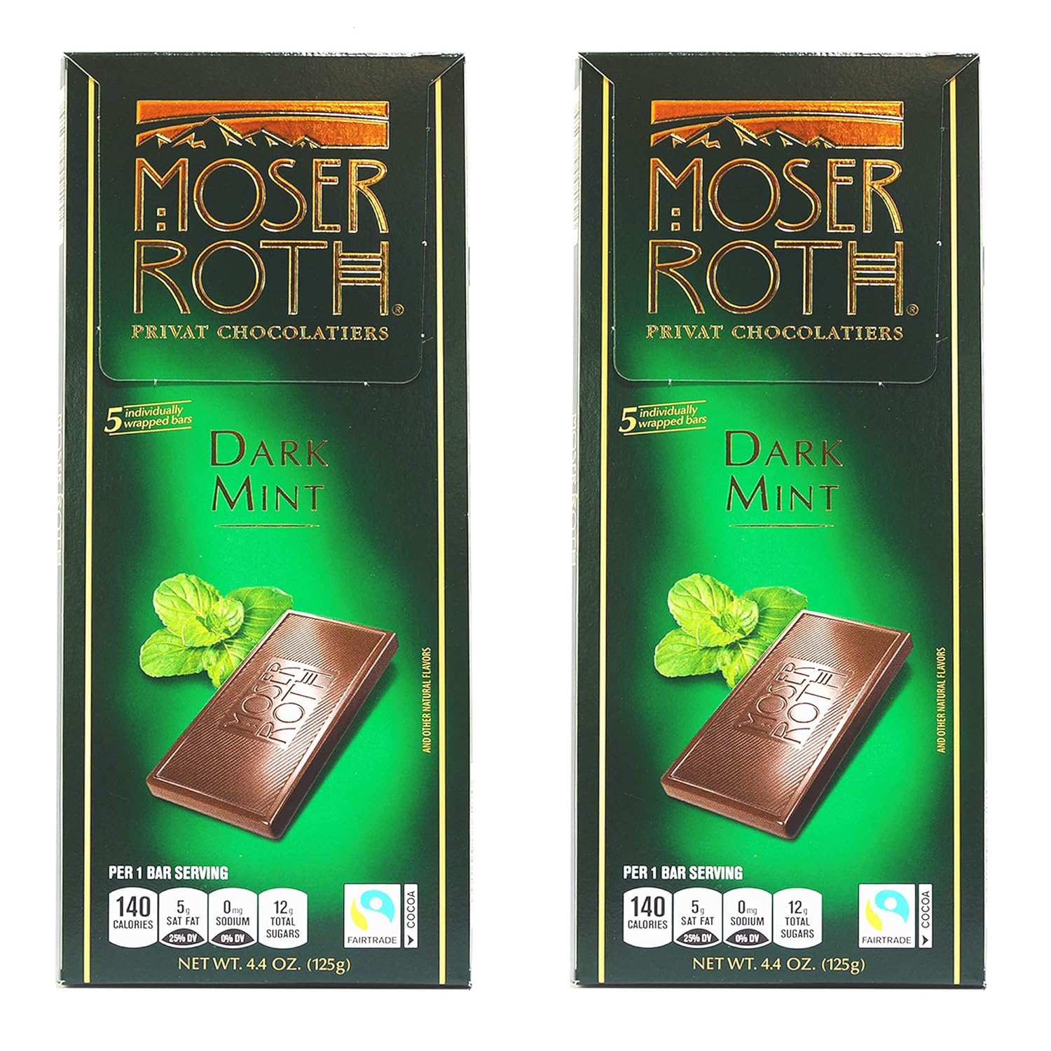 Moser Roth Chocolate negro alemán, menta (paquete de 2)