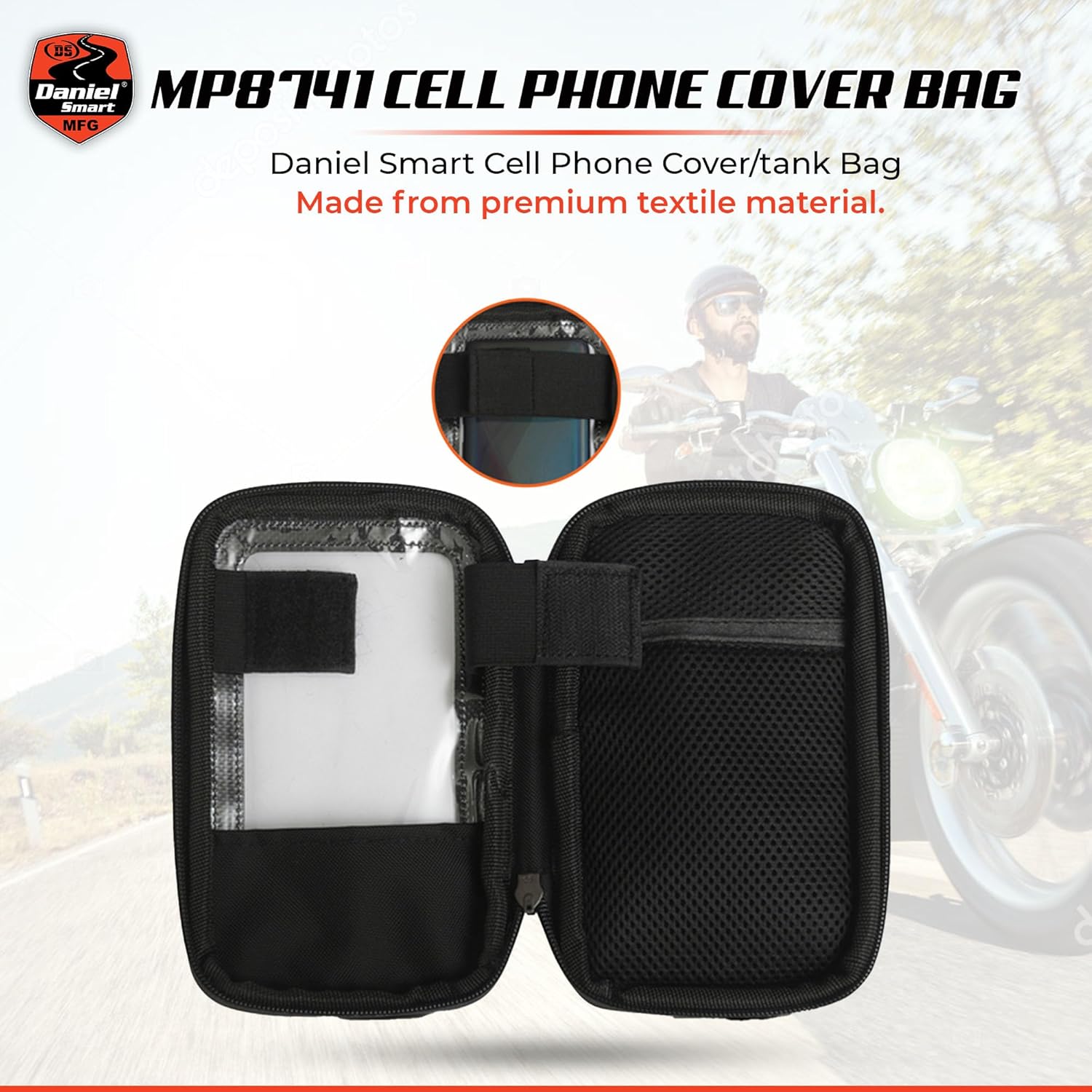 Daniel Smart – Funda magnética universal para teléfono para motocicleta, con bolsillo multimedia compatible con pantalla táctil.