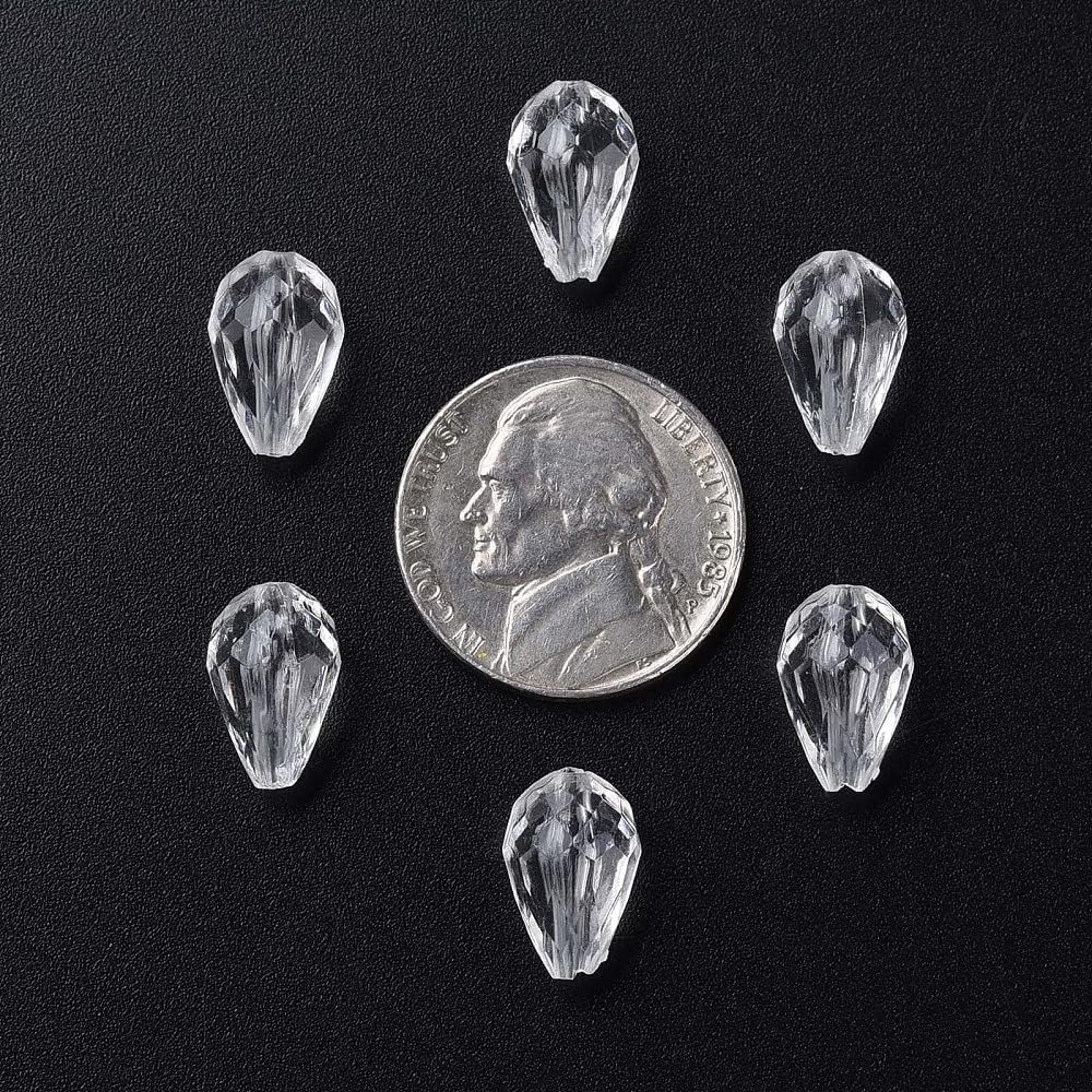 Beadthoven – 1338 cuentas de acrílico facetadas con forma de lágrima transparente, cuentas colgantes de cristal con forma de gota de agua, cuentas