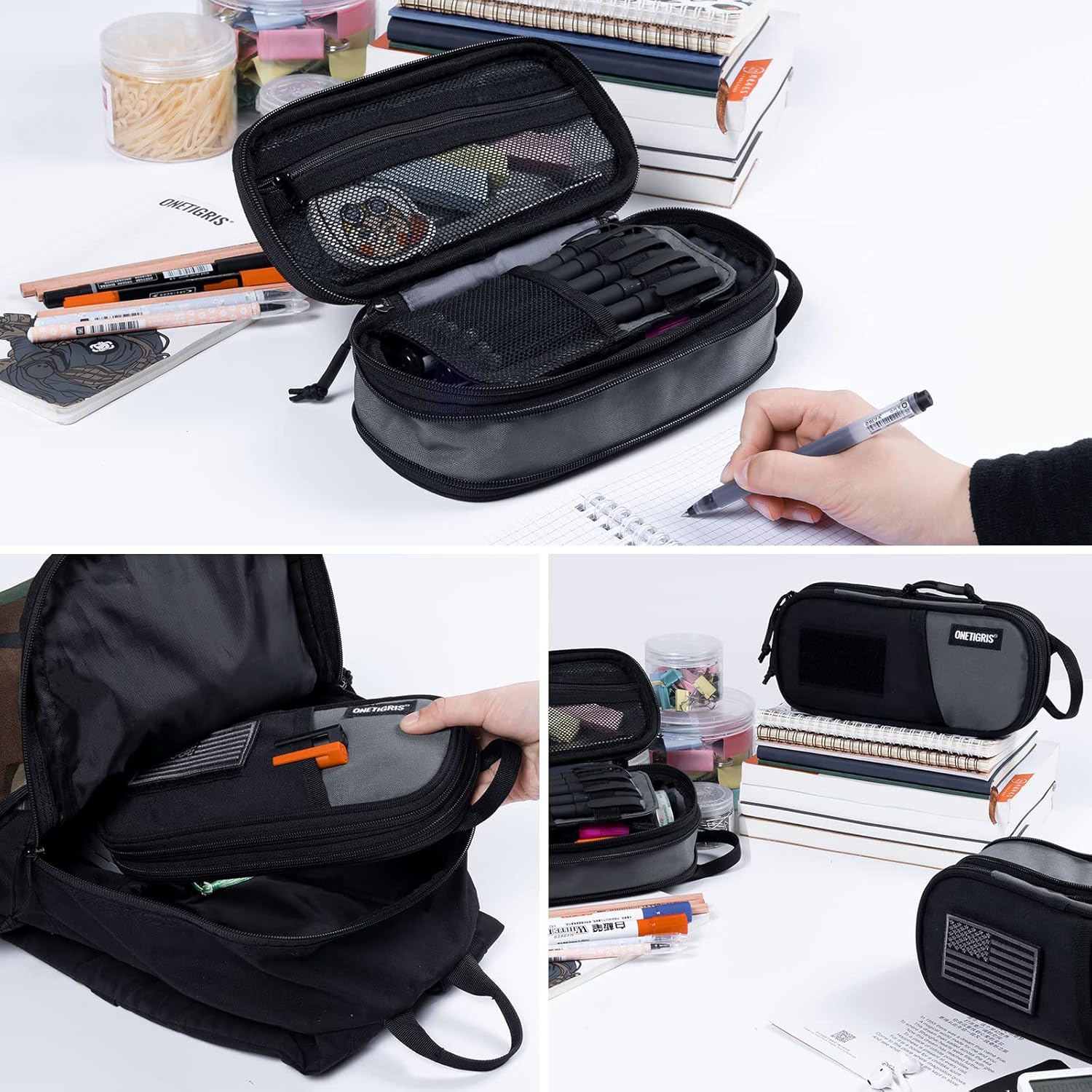 OneTigris Estuche para lápices – Estuche para lápices para niños y niñas, suministros de oficina, papelería, organizador con cremallera,