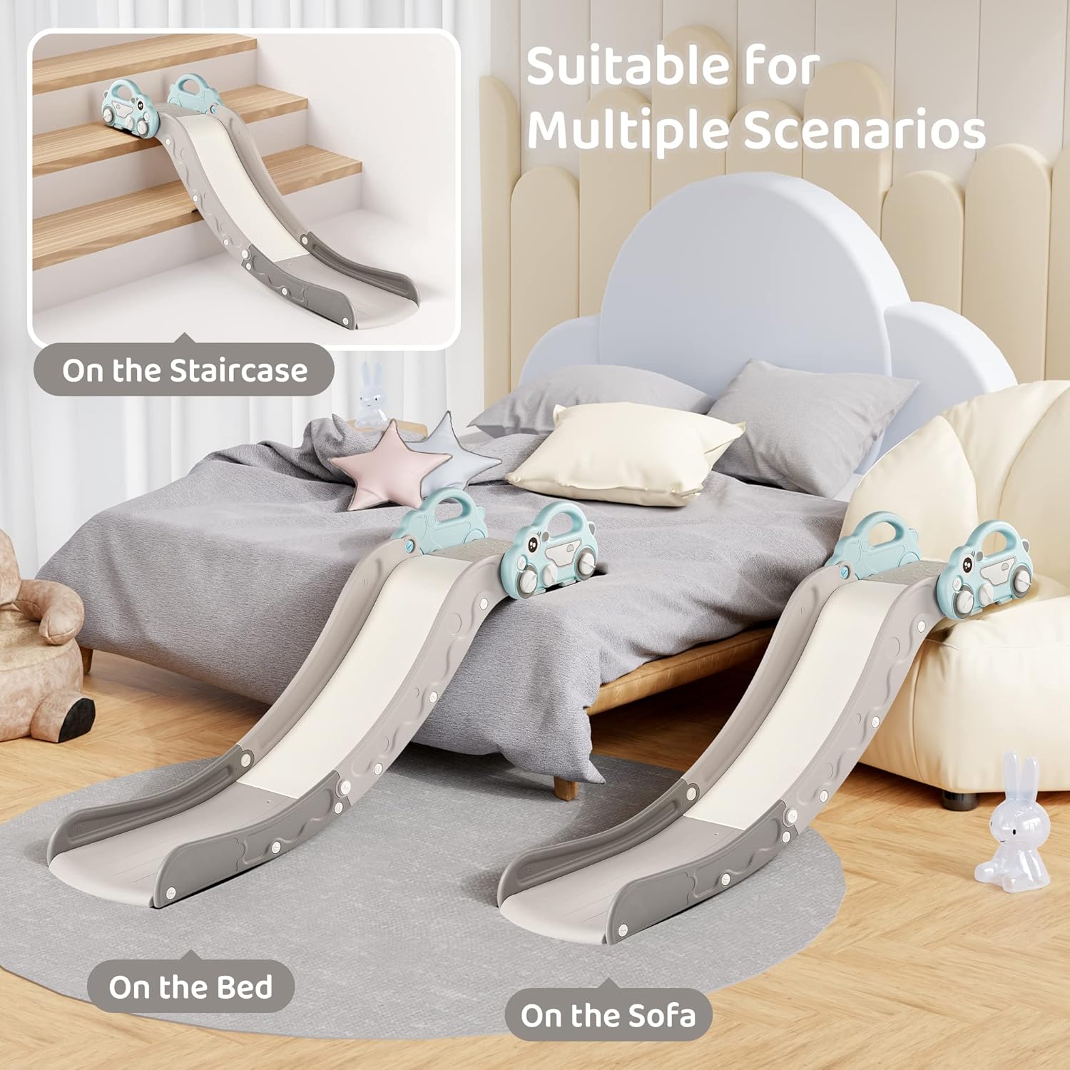 Sofá de interior para niños, accesorio deslizante para cama de niños y sofá de cunas, el mejor accesorio para parque infantil y dormitorio para