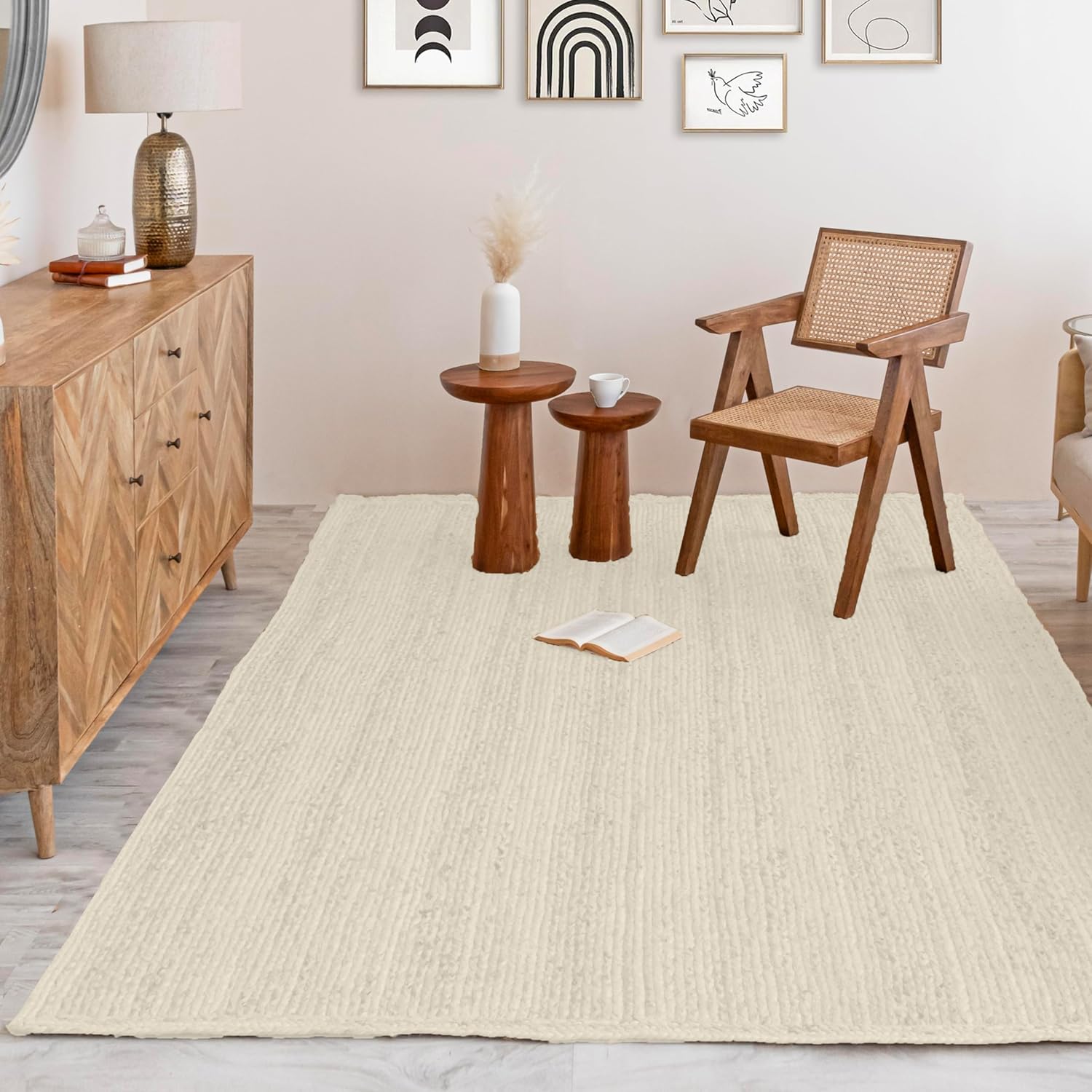 HOMEMONDE Alfombra rectangular de yute de 2 x 3 pies, alfombra para sala de estar, cocina, pasillo, entrada, interior y exterior, alfombra ecológica