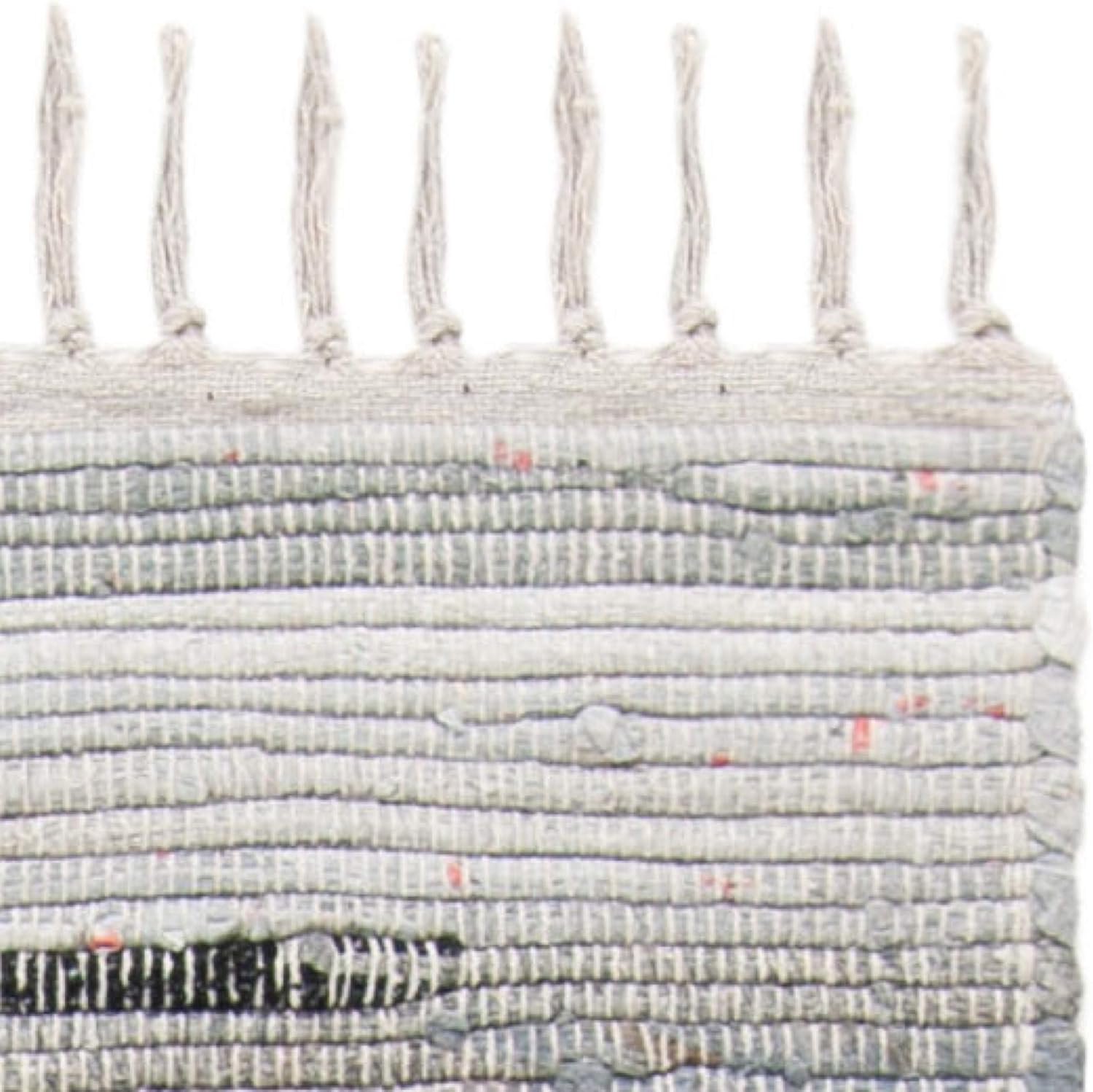 SAFAVIEH, colección Rag Rug – Alfombra bohemia de algodón hecha a mano, de 8 pies, cuadrada, color gris, a rayas (RAR121A)