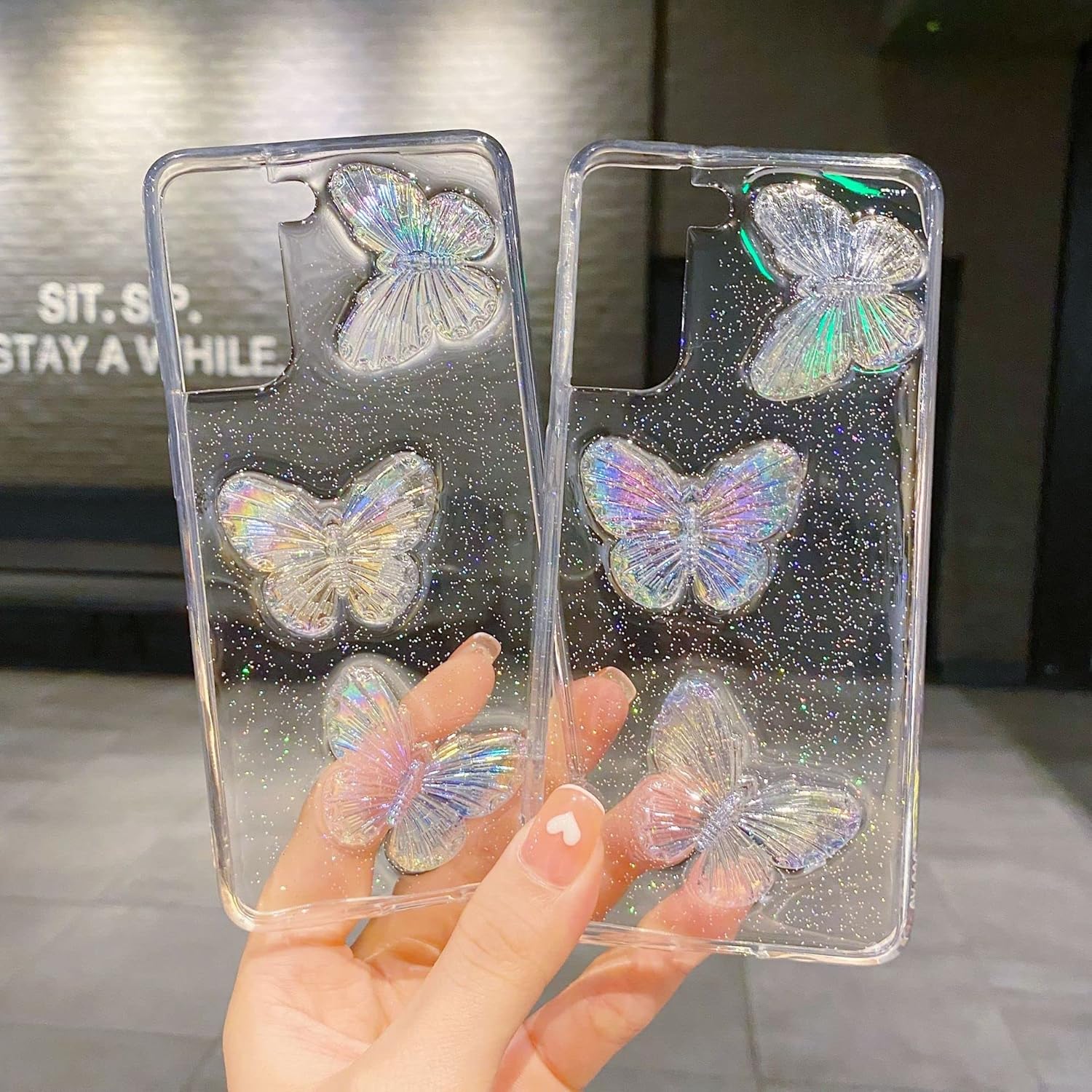 LXXZBC Funda delgada y transparente para Samsung Galaxy S20 Ultra, diseño de mariposa 3D para mujeres y niñas, a la moda, brillante, suave,