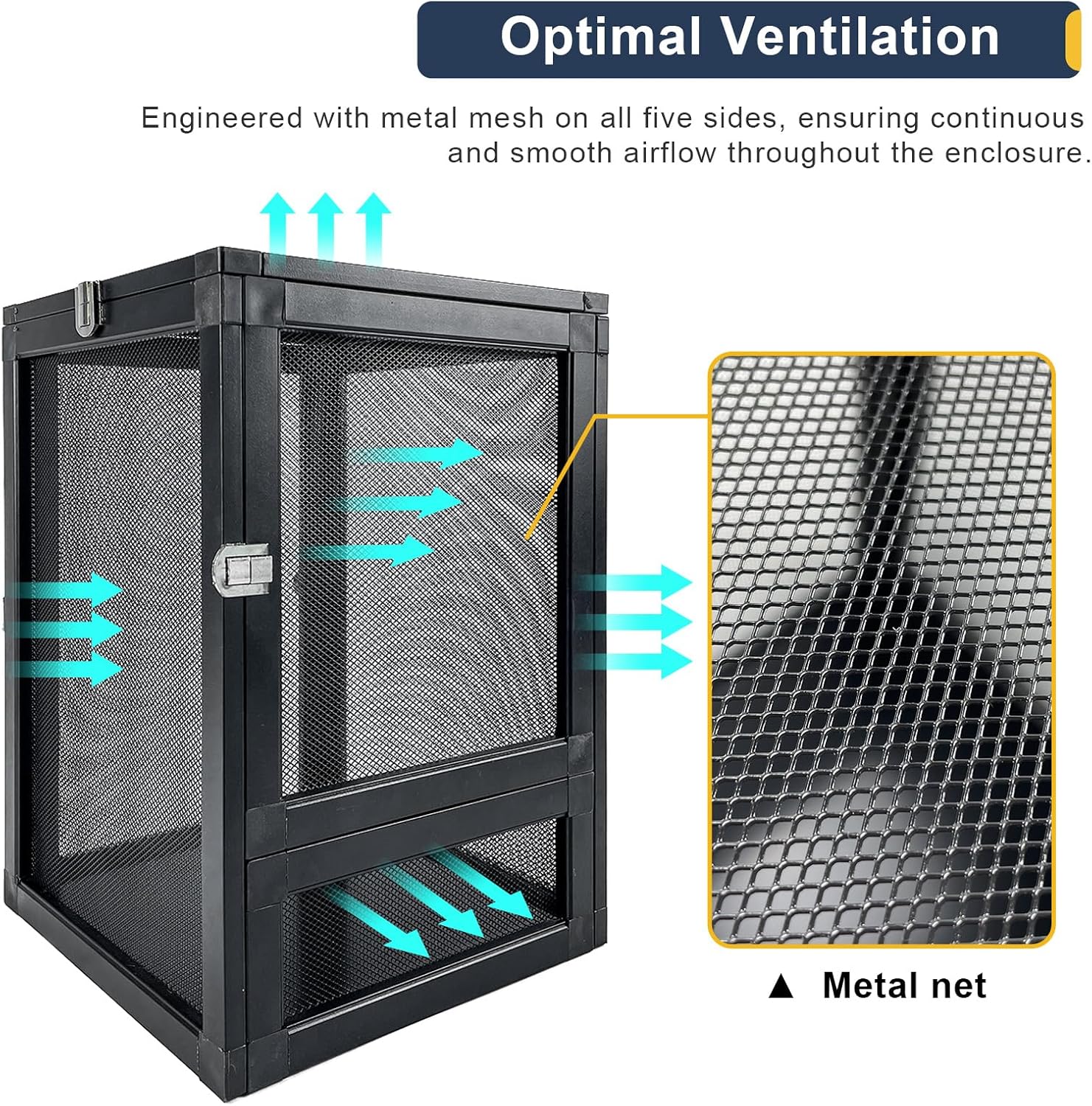 Kit de terrario de reptiles plegable panorámico de 360 de 5 galones tanque de Gecko con cresta y jaula de reptiles para una ventilación superior,