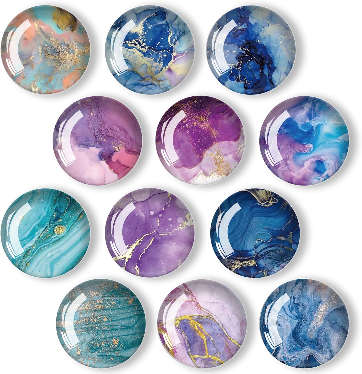 Imanes de mármol para refrigerador, 12 unidades, imán magnético fuerte para refrigerador, decoración de cristal para manualidades, imanes de nevera