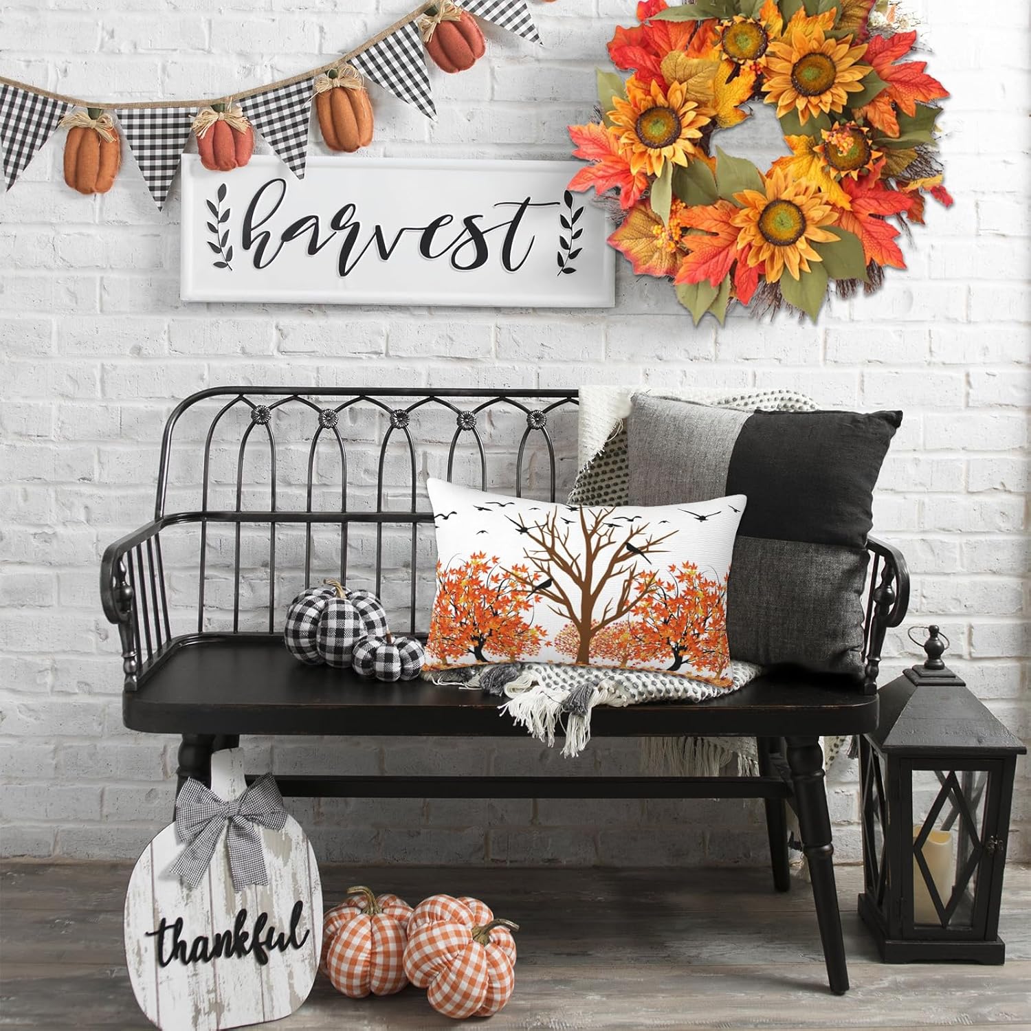 JOOCAR Fundas de almohada de otoño con hojas de arce rojas de 12 x 20 pulgadas, funda de cojín lumbar decorativa para decoración de Acción de Gracias