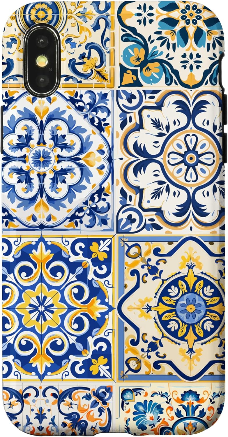iPhone XXS Siciliana Mediterránea Patrón de azulejos con estuche estético Maiólica