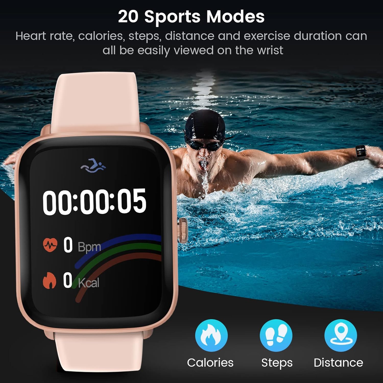 Reloj inteligente, rastreador de actividad física con monitor de sueño de oxígeno en sangre y frecuencia cardíaca, reloj inteligente de pantalla