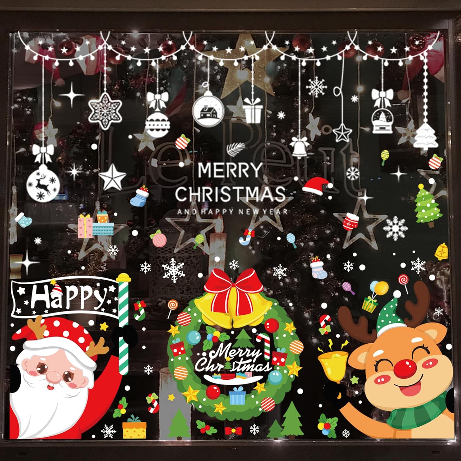 Adhesivos de Navidad para ventana, 194 calcomanías de copo de nieve para ventana, adorables calcomanías decorativas para ventana para tienda,