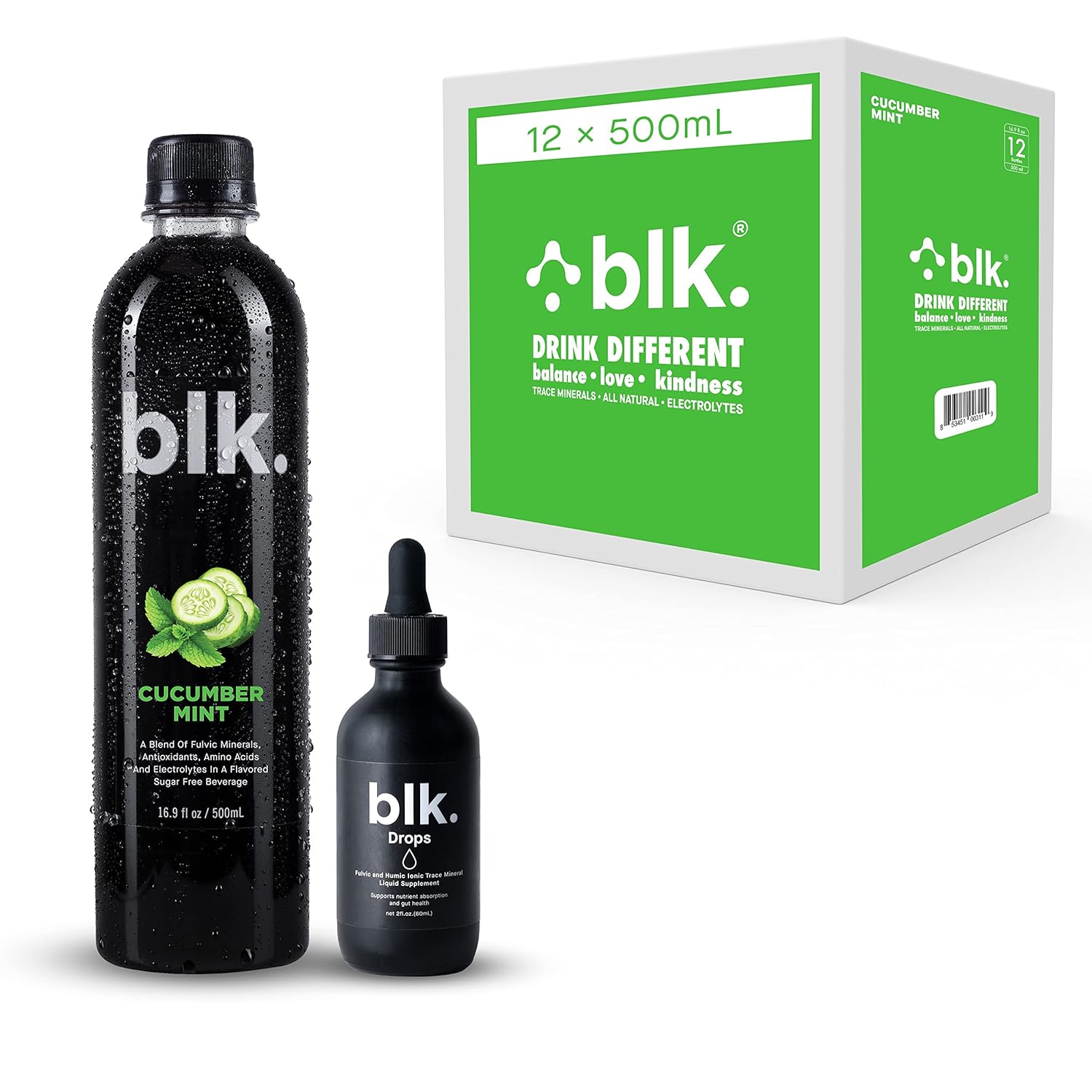 12ct Pepino Menta 16.9oz y 1ct Concentrated blk. Drops ph8+ y ácido fúlvico y húmico biodisponibles más de 77 minerales traza ayuda a reparar y