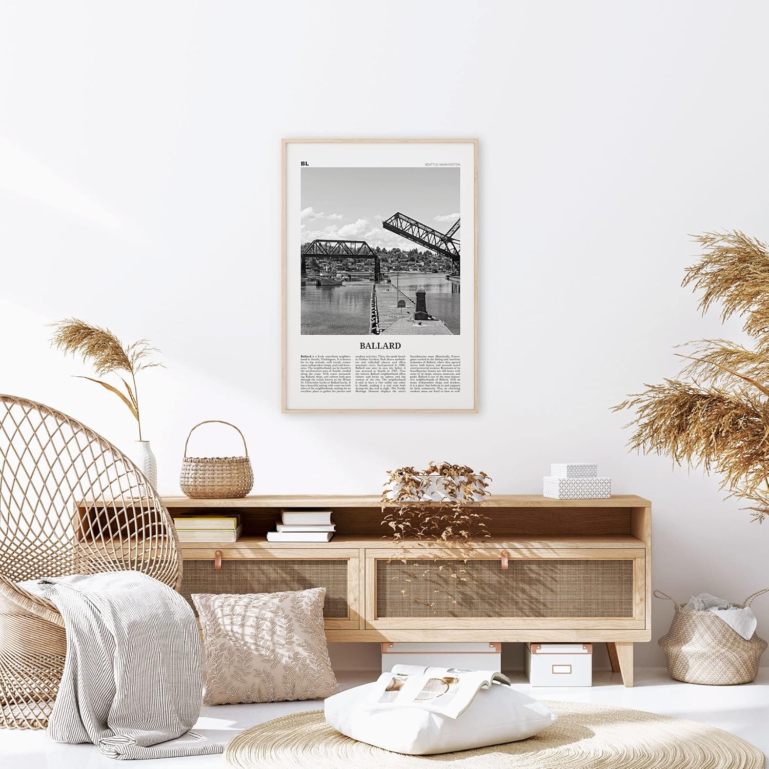 PosterBallard Print Black And White, Ballard Wall Art, Ballard Poster, Ballard Photo, Ballard Wall Décor, Ballard Map, Usa