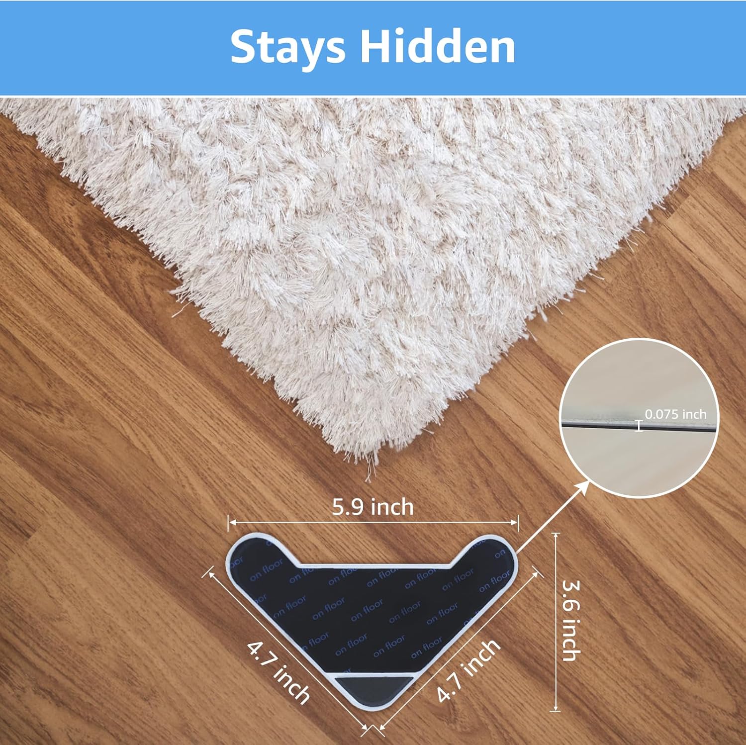 Lakuti 16 pinzas para alfombras, almohadillas antideslizantes de doble cara para suelos de madera dura y azulejos, cinta adhesiva reutilizable y