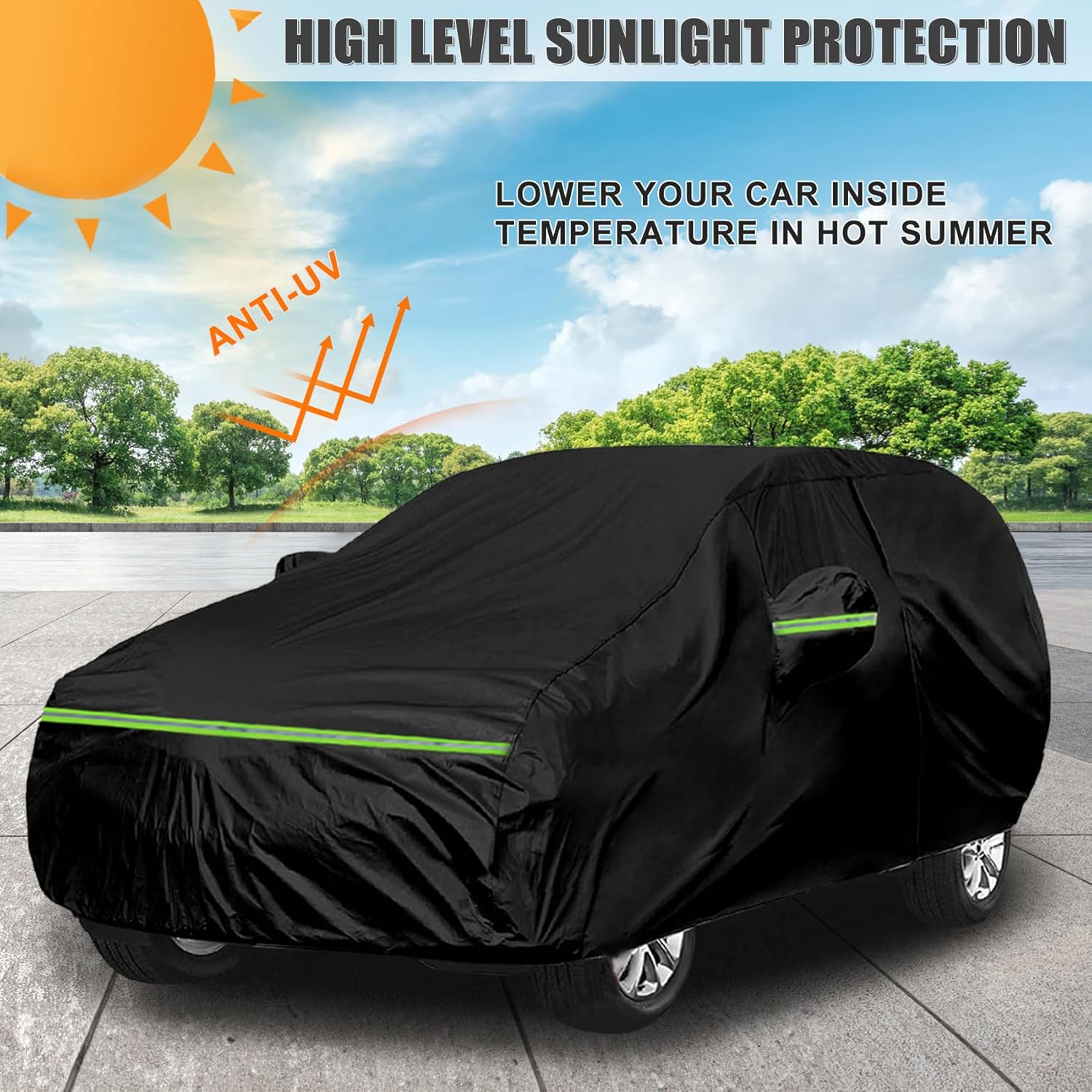 Funda impermeable para automóvil compatible con accesorios Nissan Kicks 2016-2024, negro 210T interior de algodón con cremalleras de puerta para