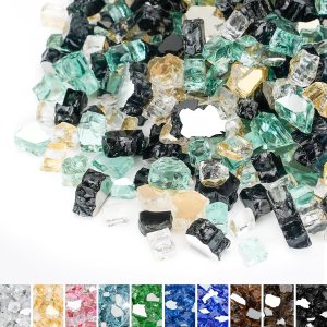 Mr. Fireglass – 10 libras de piedras de fuego reflectantes mezcladas para chimenea hogueras y paisajismo, piedras de  pulgada muy brillantes de Mr. Fireglass – 10 libras de piedras de fuego reflectantes mezcladas para chimenea hogueras y paisajismo, piedras de  pulgada muy brillantes de