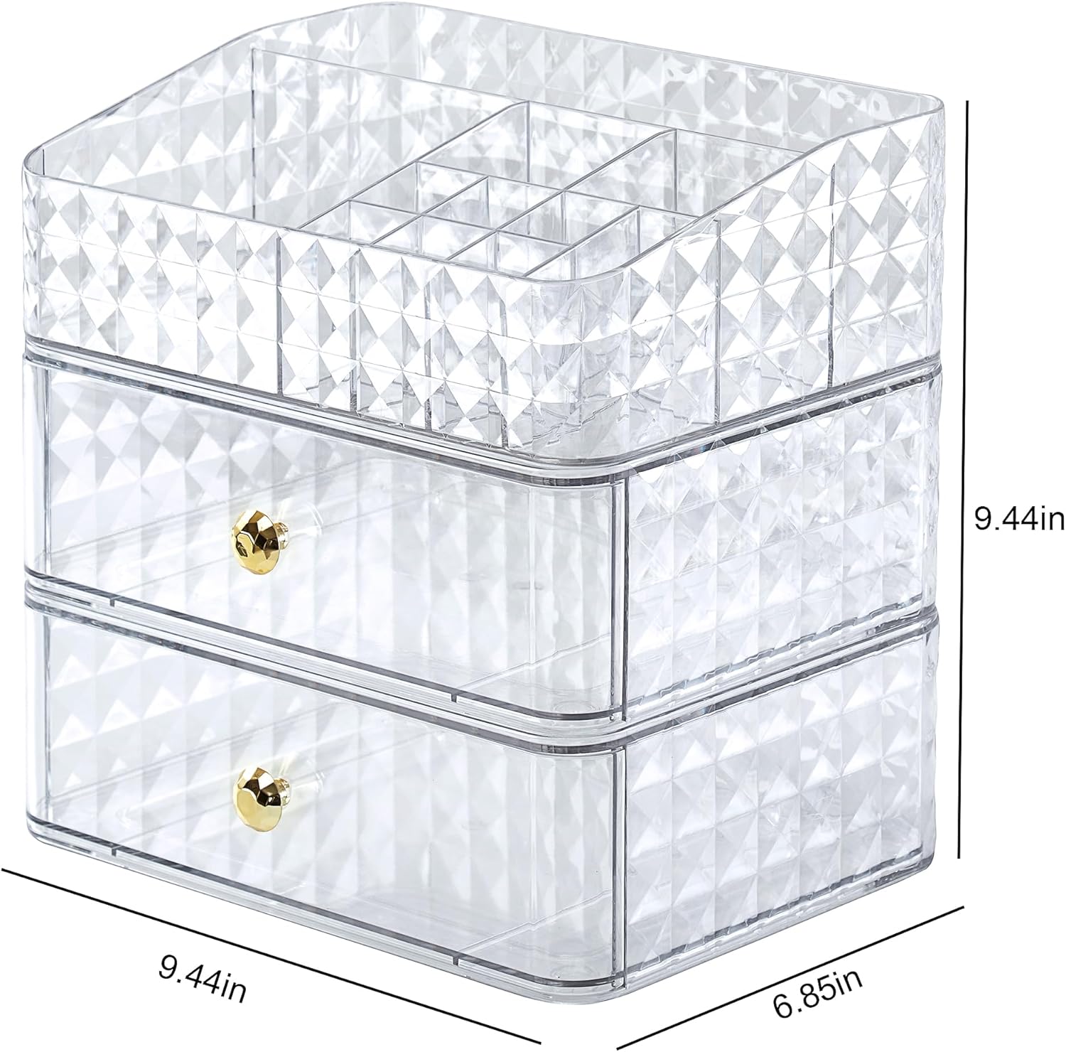 Organizador de maquillaje de 3 niveles para tocador, 9.52 pulgadas de largo x 6.85 pulgadas de ancho x 9.44 pulgadas de alto, organizador de