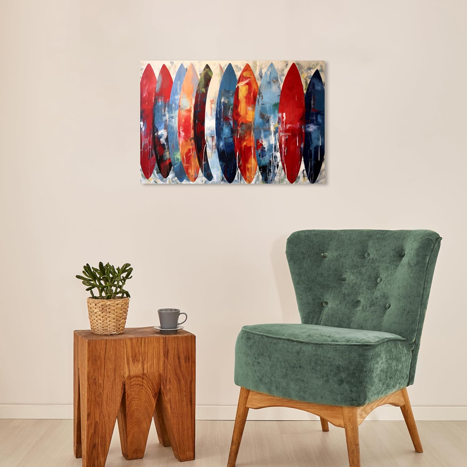 Wynwood Studio Sports and Teams – Lienzo decorativo contemporáneo envuelto, escaparate de tablas de surf, arte de pared para sala de estar,