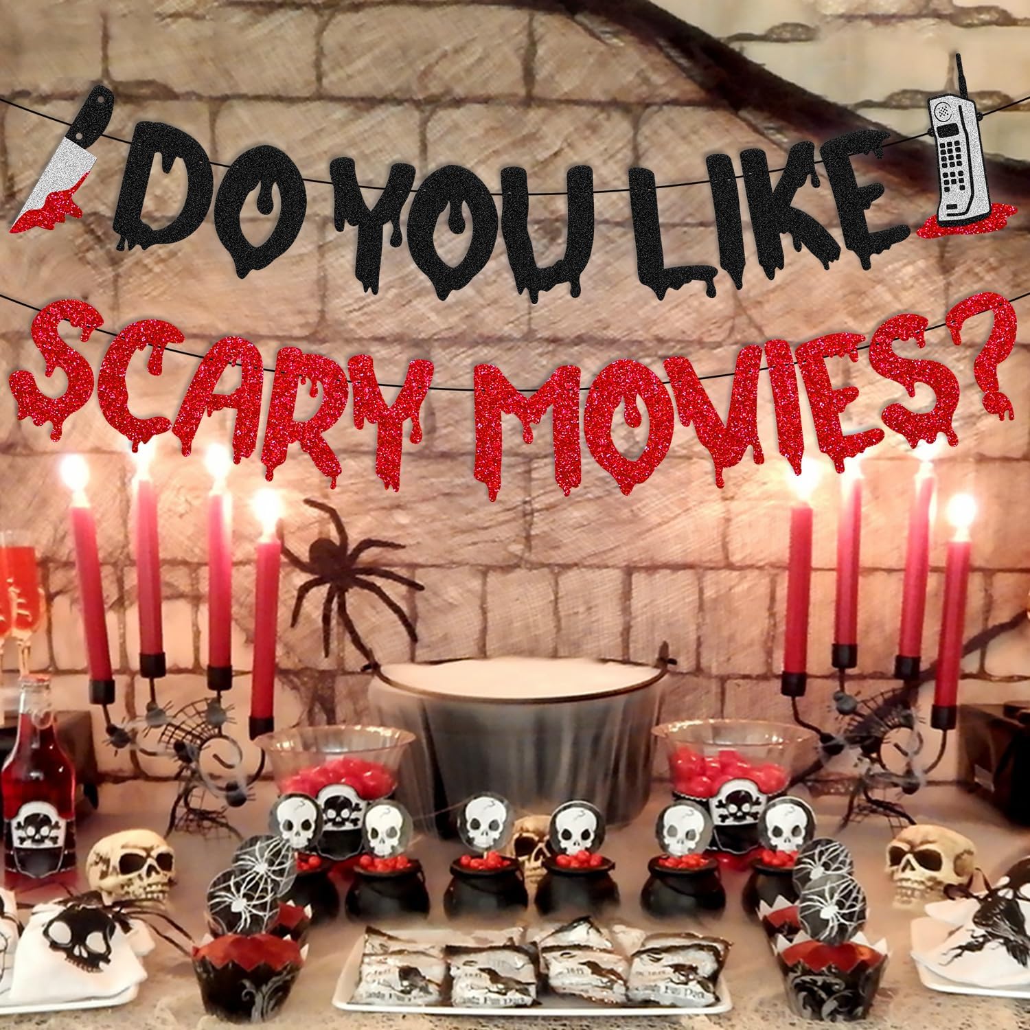 Decoración de fiesta de noche de película, pancarta de películas de terror en santidad decoración de fiesta nocturna Have a Killer Scream Party