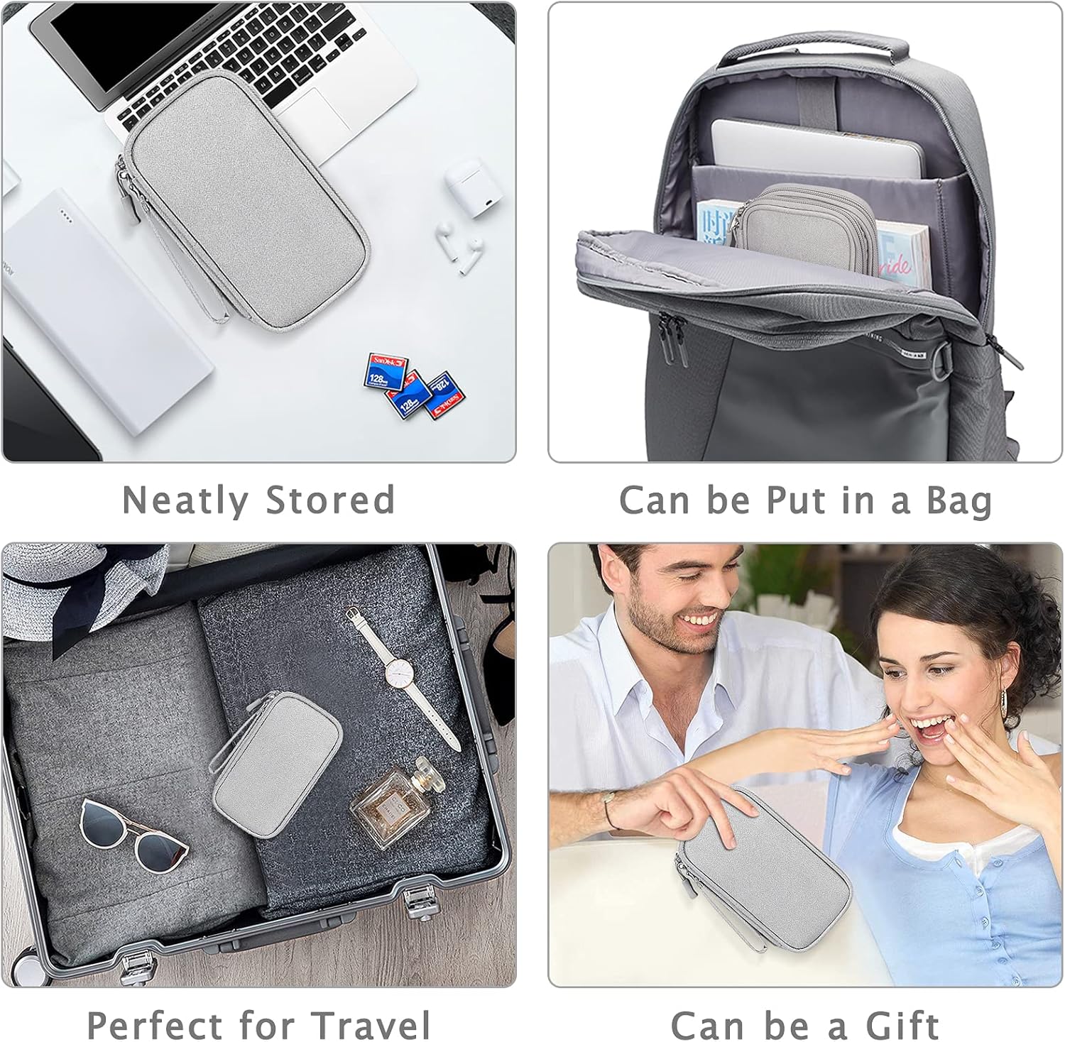 FYY Organizador electrónico, 2 piezas Bolsa organizadora de cables de viaje, accesorios electrónicos, funda de transporte portátil, impermeable,