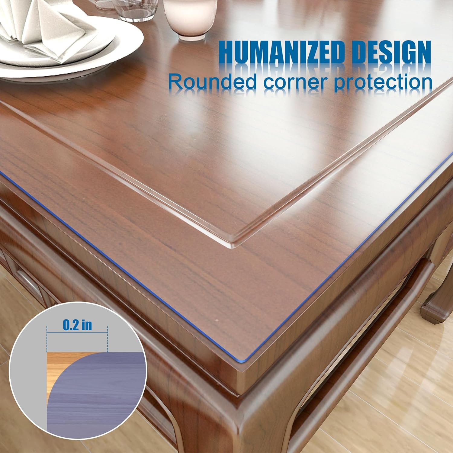 Protector transparente para mesa, 36 x 60 pulgadas, 0.059 in de grosor, protector de mesa rectangular para mesa de comedor, mesita de noche,