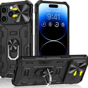 Caka Funda para iPhone 15 Pro Max, 15 Pro Max con soporte de metal y cubierta de cámara con soporte de anillo giratorio de 360 integrado, funda Caka Funda para iPhone 15 Pro Max, 15 Pro Max con soporte de metal y cubierta de cámara con soporte de anillo giratorio de 360 integrado, funda