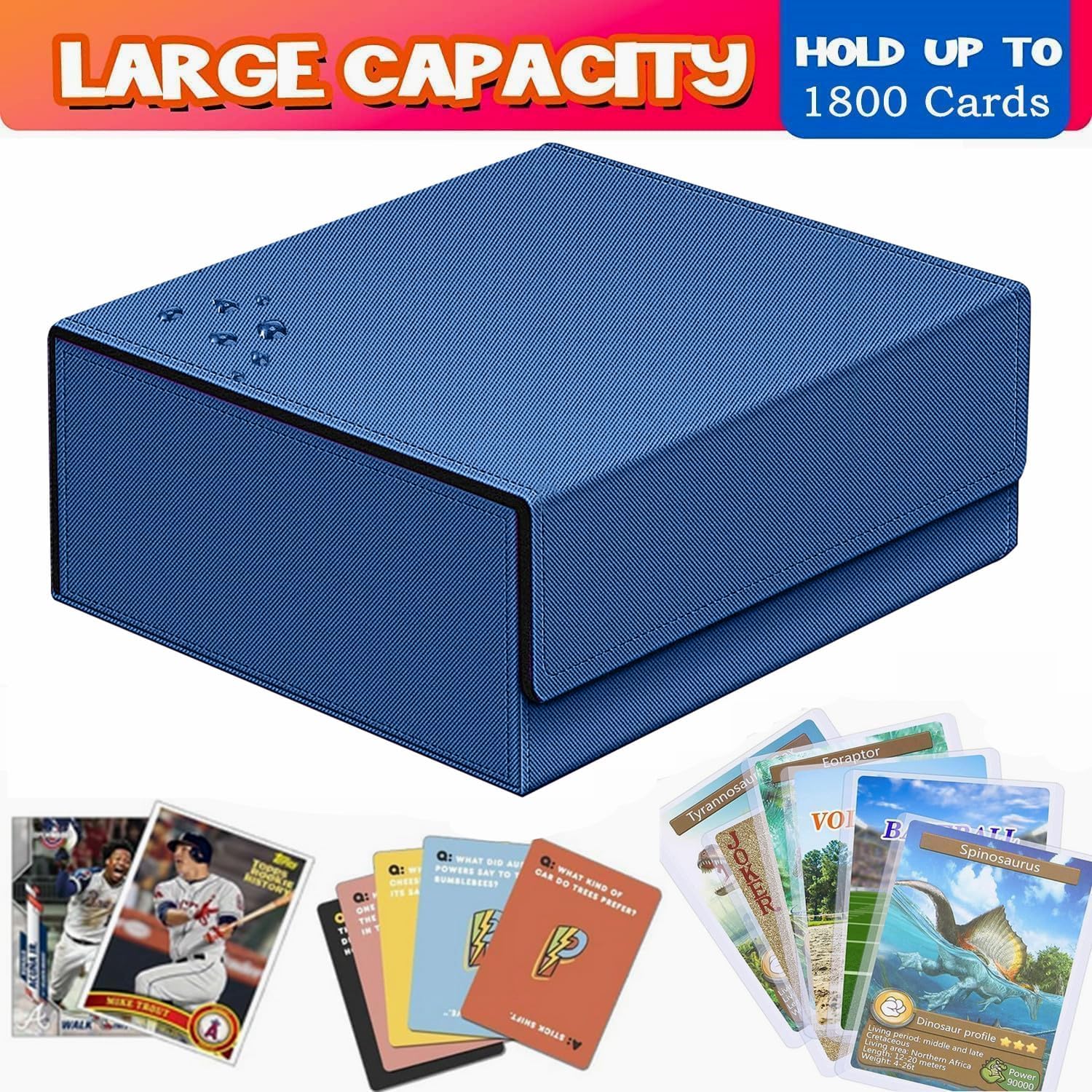 Caja de almacenamiento de más de 1800 tarjetas de intercambio, cierre magnético, caja de almacenamiento con capacidad para 600+ 35PT 3 x 4 pulgadas,
