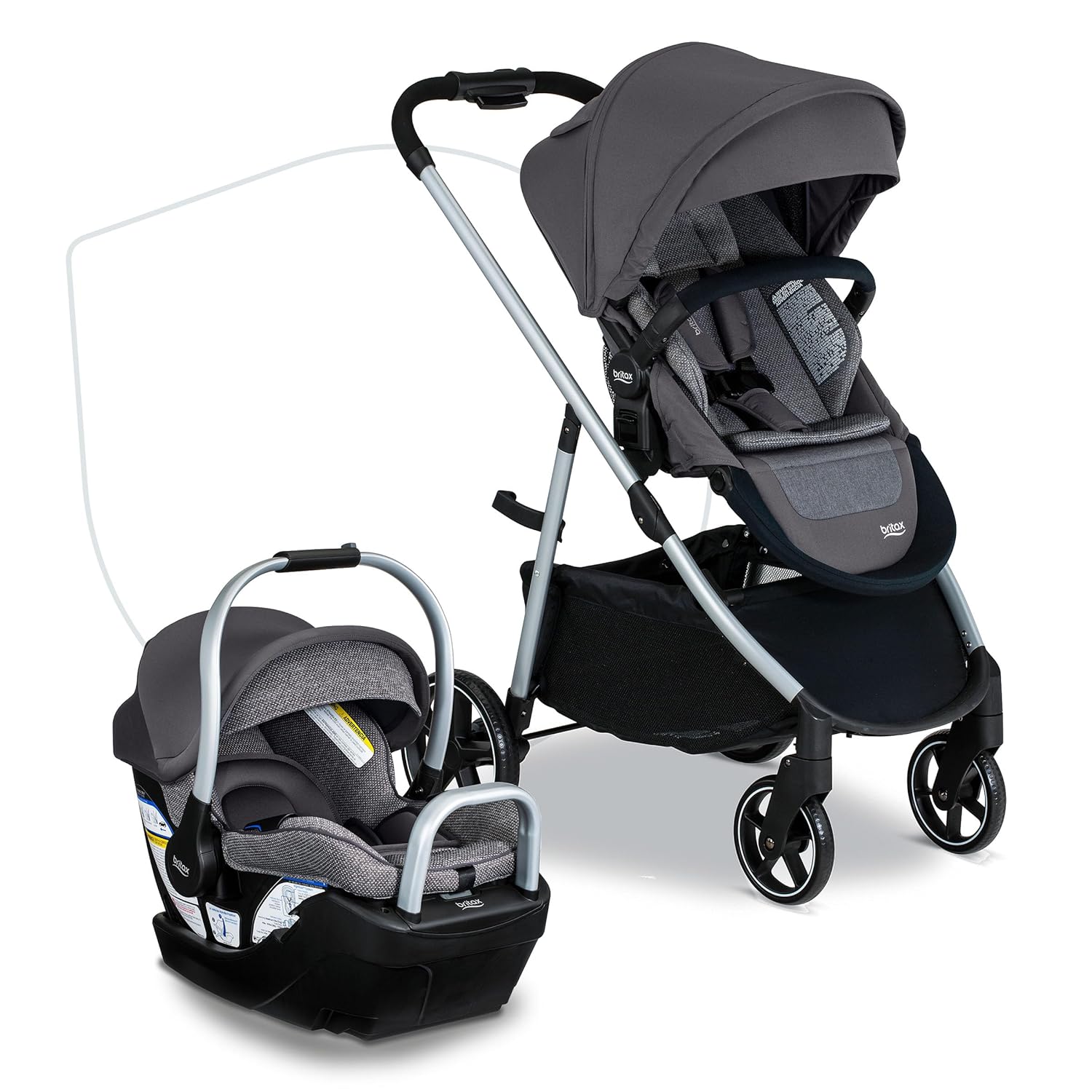 Britax Willow Grove SC – Sistema de viaje para bebé, asiento de automóvil infantil y cochecito combinado con base alpina, tecnología ClickTight,
