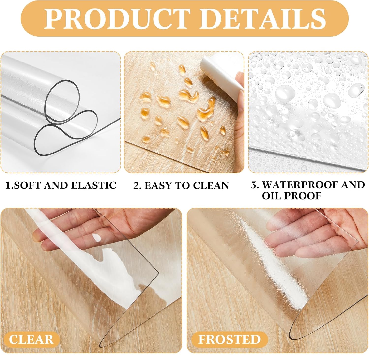 Fundas para mesita de noche de 15.8 x 23.6 pulgadas, 0.059 in de grosor, plástico de PVC, transparente, protector de mesa transparente, café,