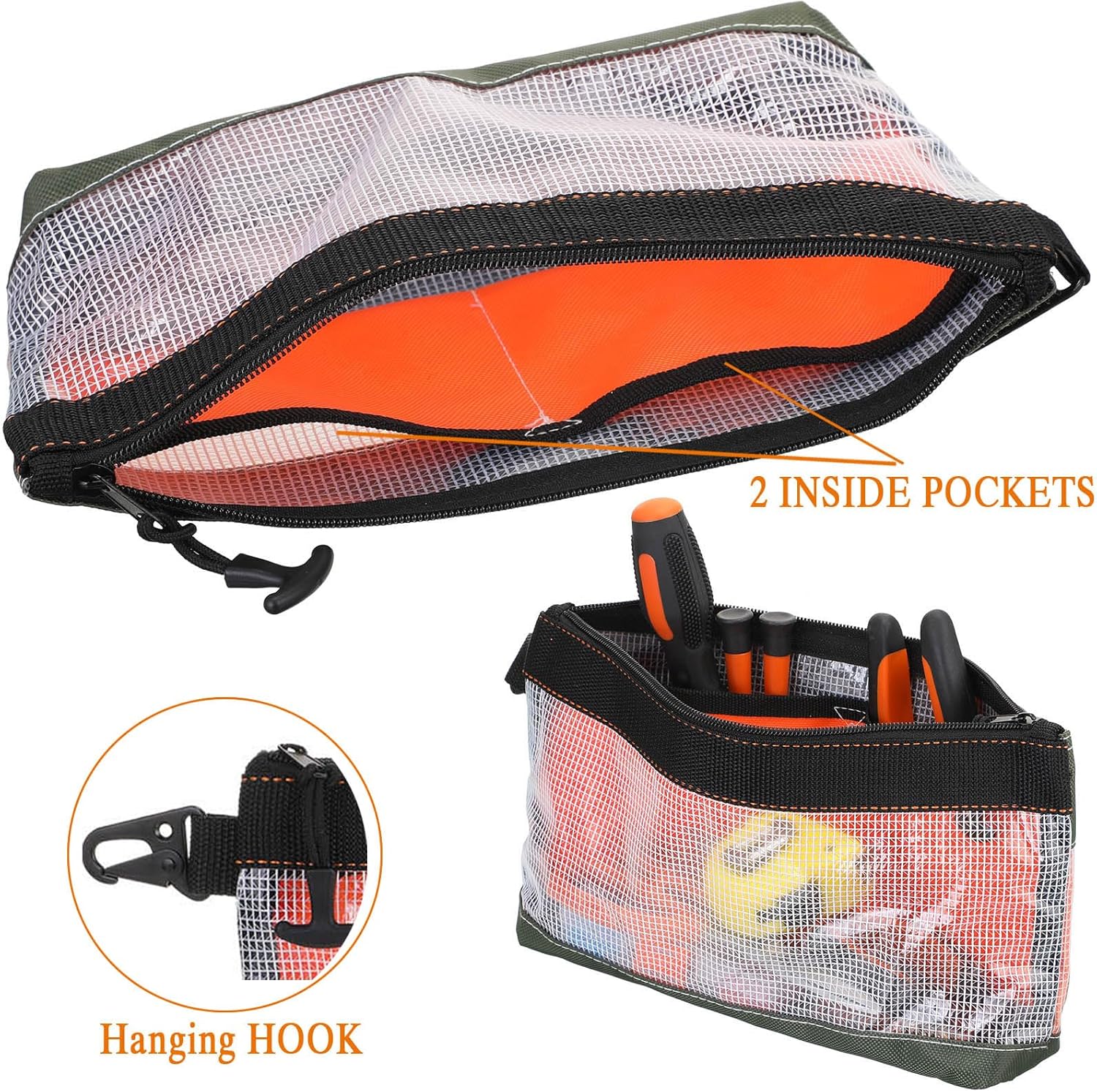 Sanwuta 8 bolsas transparentes para herramientas para hombres, bolsas de herramientas de 12 pulgadas con cremallera, bolsa pequeña de herramientas